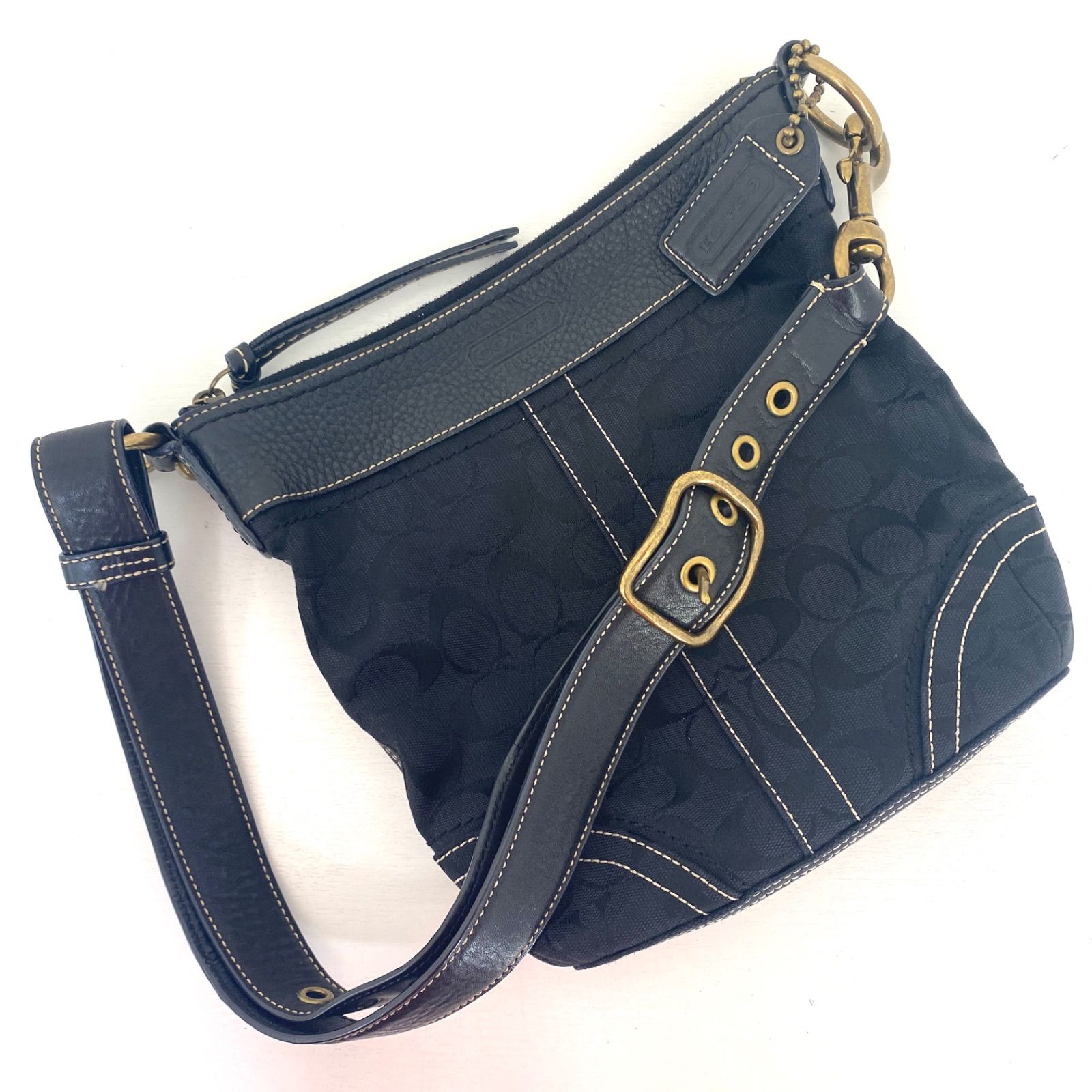 ✨美品✨COACH コーチ シグネチャー ショルダーバッグ 肩掛け ブラック 