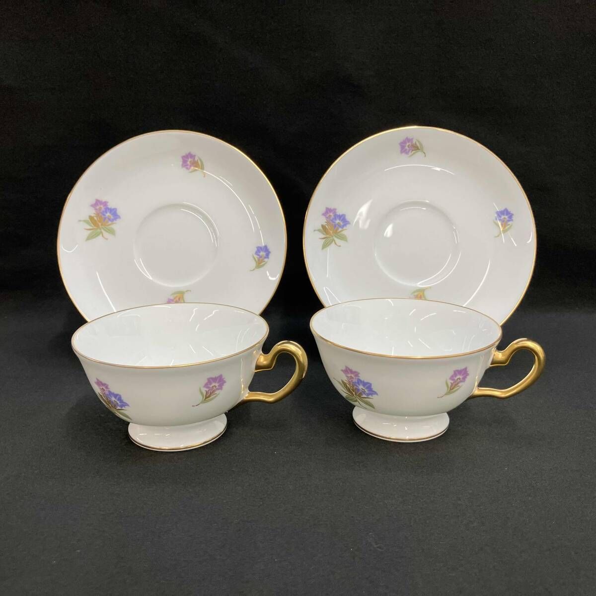 OKURA 大倉陶園 りんどう カップ&ソーサー 2客 JR東海 記念品 金彩