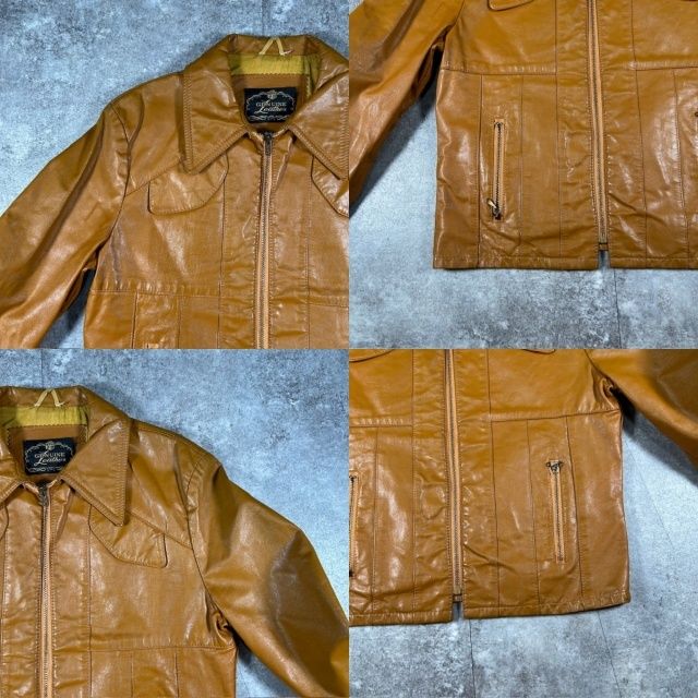 unknown 60-70's レザージャケット GENUINE Leather 本革 VINTAGE 棒TALON 涙TALON ブラウン レザー unknown 60-70's レザージャケット GENUINE Leather 本革 VINTAGE 棒