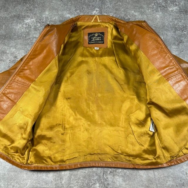 unknown 60-70's レザージャケット GENUINE Leather 本革 VINTAGE 棒