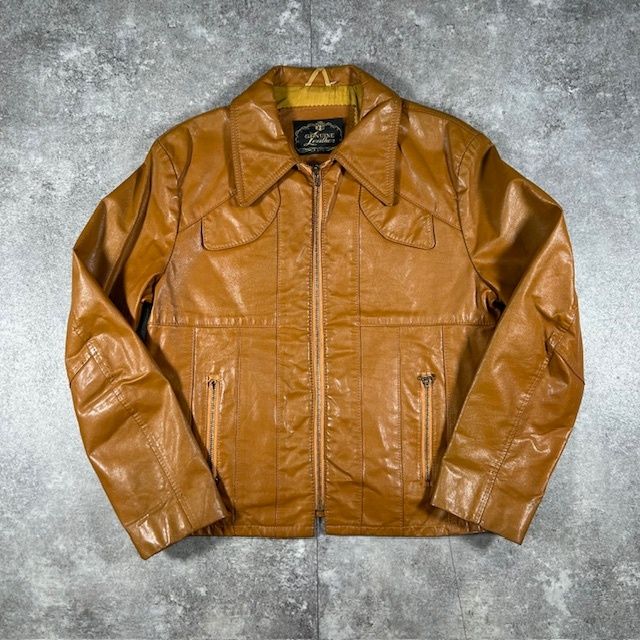 unknown 60-70's レザージャケット GENUINE Leather 本革 VINTAGE 棒TALON 涙TALON ブラウン レザー unknown 60-70's レザージャケット GENUINE Leather 本革 VINTAGE 棒