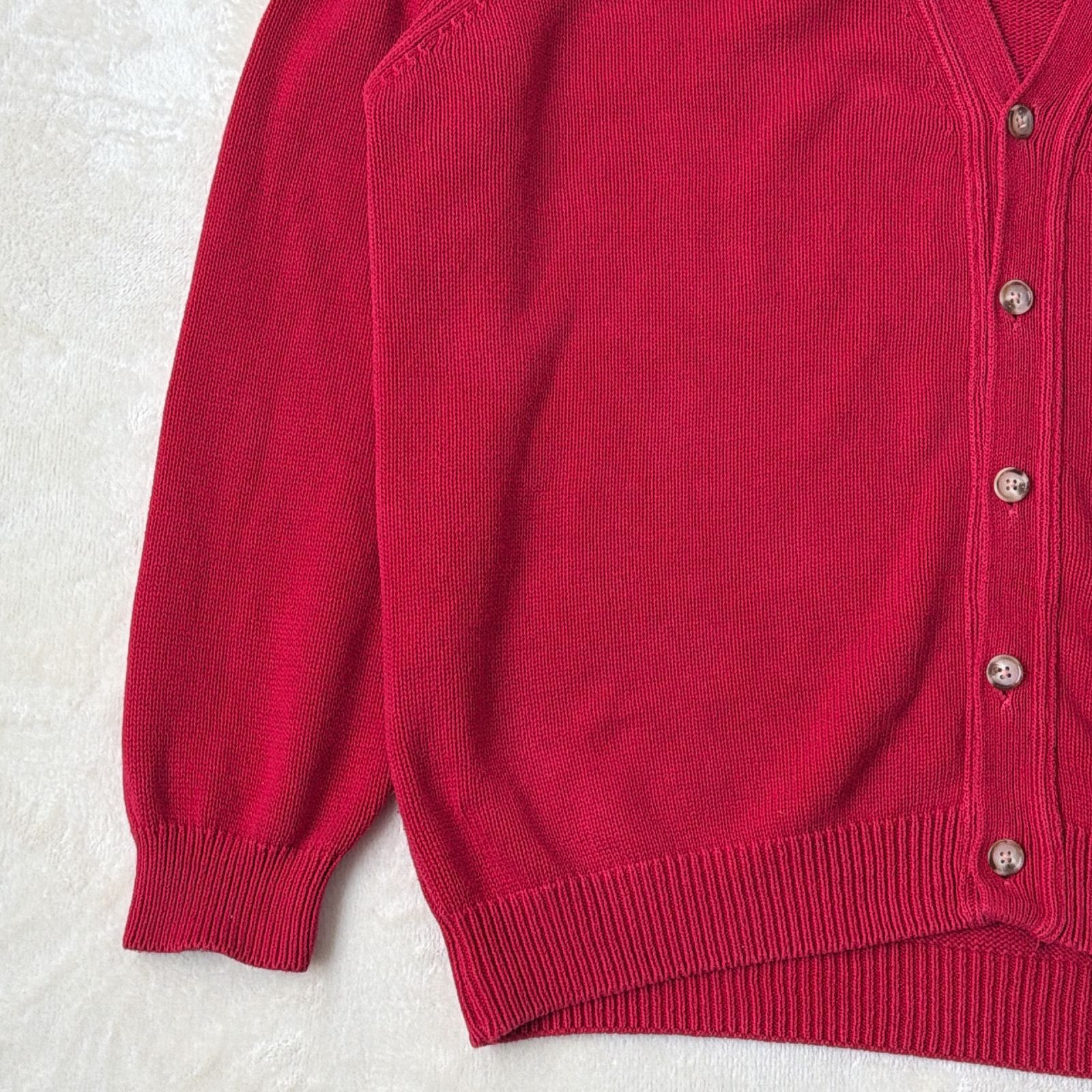lands'end ランズエンド コットン カーディガン ニット XLサイズ LANDS'END アメリカ製 コットンカーディガン XLサイズ レッド ランズ
