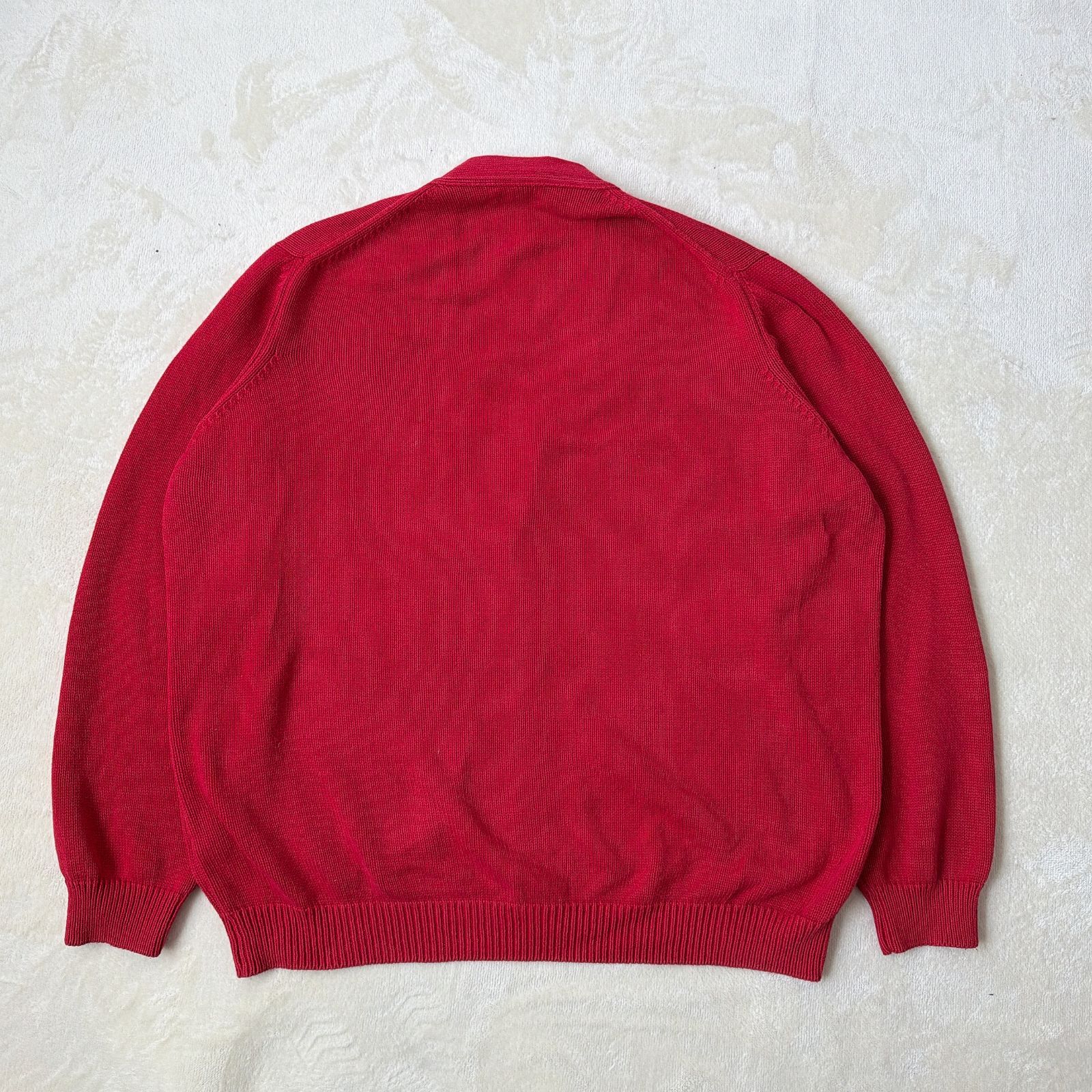 LANDS'END アメリカ製 コットンカーディガン XLサイズ レッド ランズ