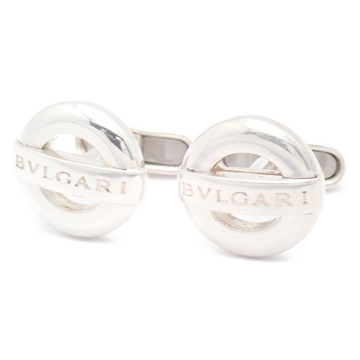ブルガリ BVLGARI シルバー 925カフリンクス 回転ロゴ カフス BVLGARI ブルガリ ラウンド ロゴ カフス カフリンクス シルバー925い