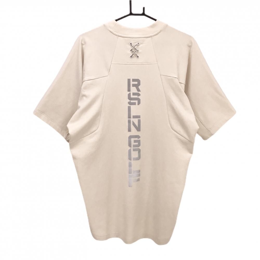 【超美品】ラッセルノ Tシャツ ライトベージュ ルチャマスク 後ろセンターロゴ メンズ 7(2XL) ゴルフウェア RUSSELUNO
