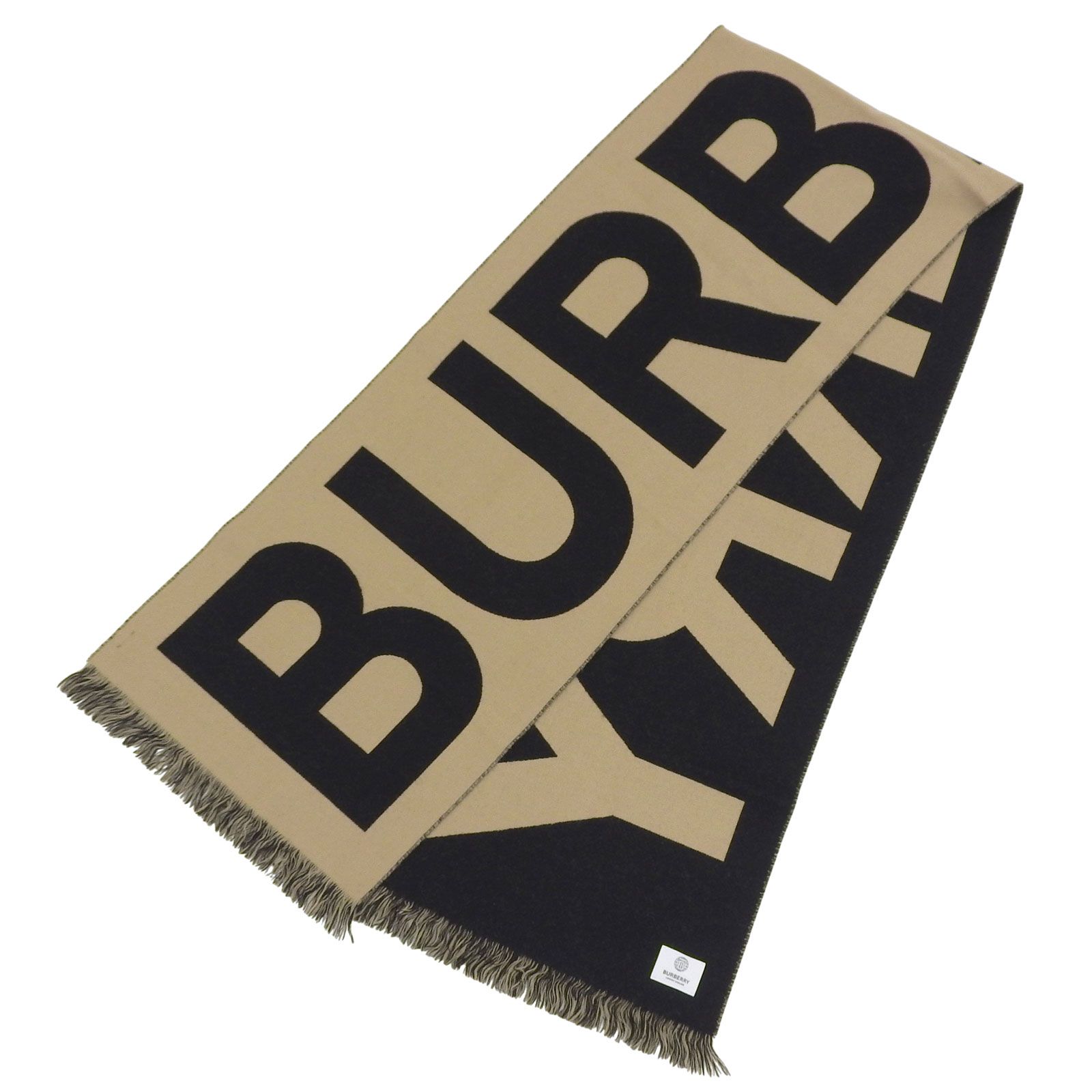 美品△BURBERRY バーバリー 8035525 ウール100％ ロゴジャガード