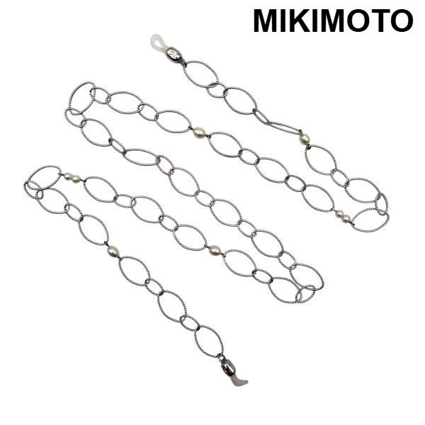ミキモト MIKIMOTO メガネチェーン サングラス オーバルデザイン 雑貨 小物 シルバー色 ホワイト 淡水パール レディース 6V308