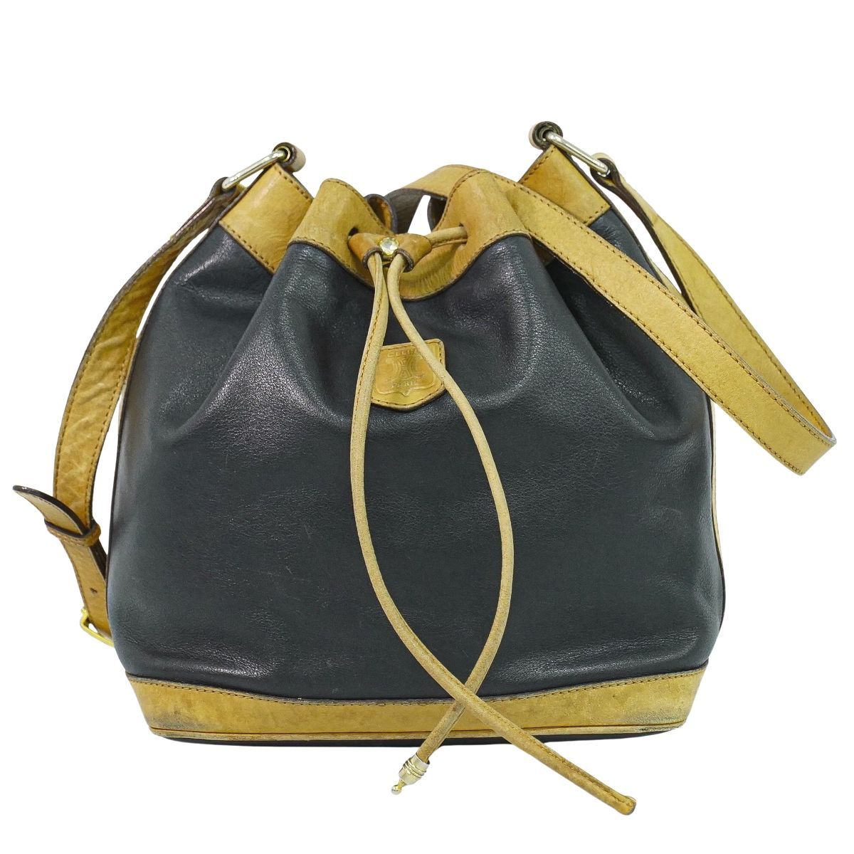本物 セリーヌ CELINE 巾着 ショルダーバッグ レザー ブラック バッグ 