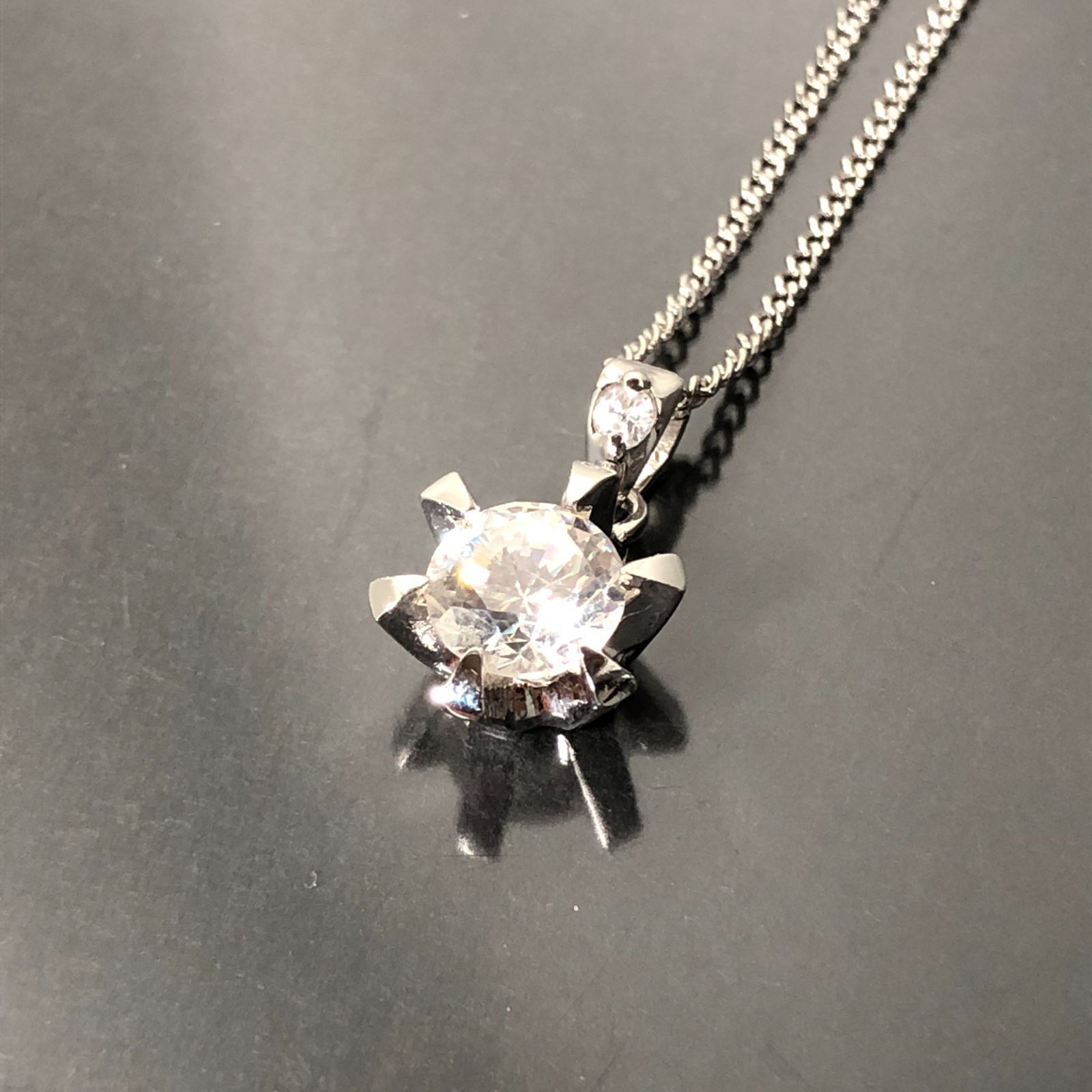 ネックレス キュービックジルコニア 925刻印 SILVER 重量約4g チェーン 