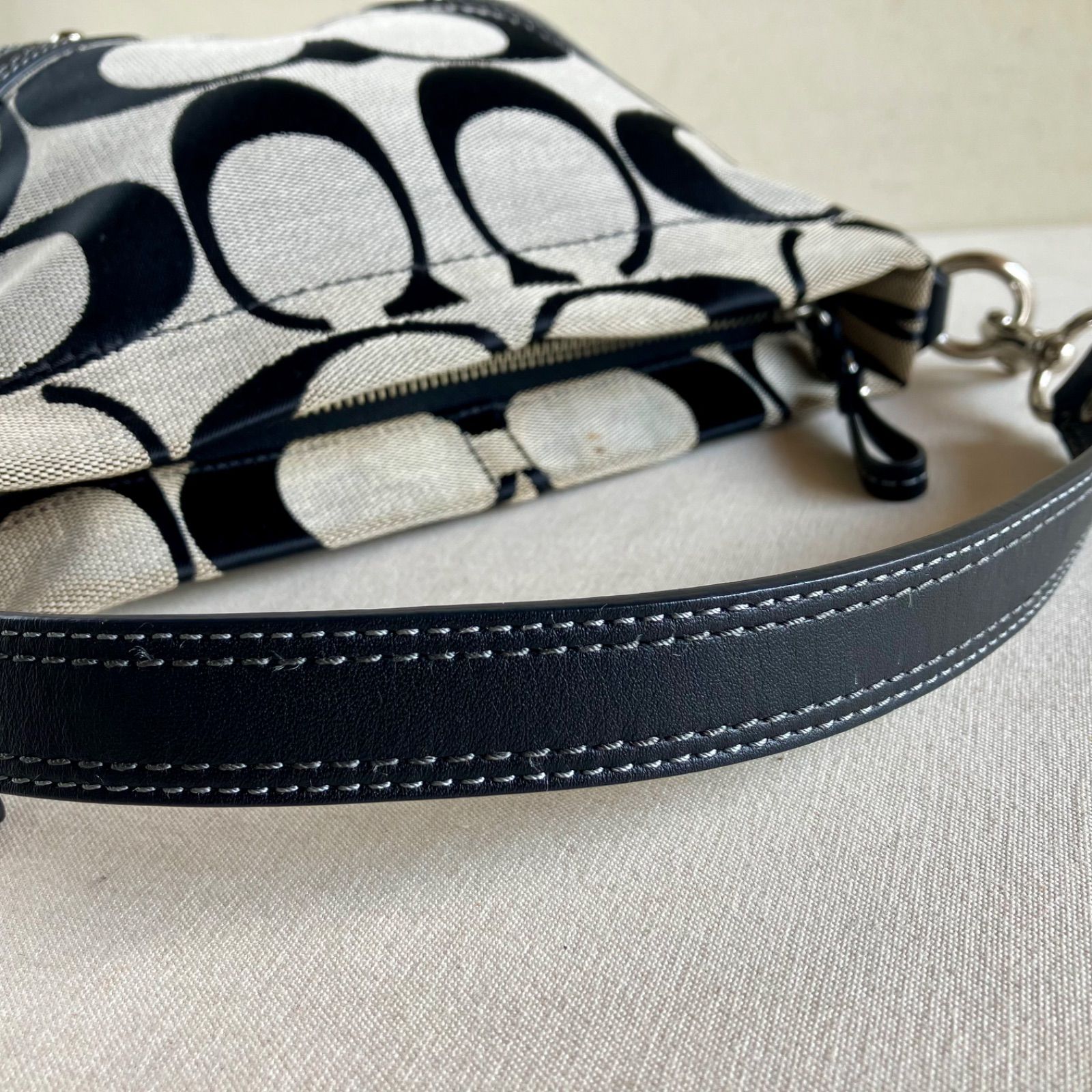 Coach Vintage Mini Carly Hobo Signature Black Canvas Leather Bag