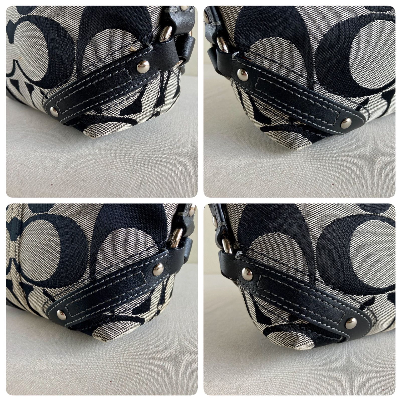 Coach Vintage Mini Carly Hobo Signature Black Canvas Leather Bag 
