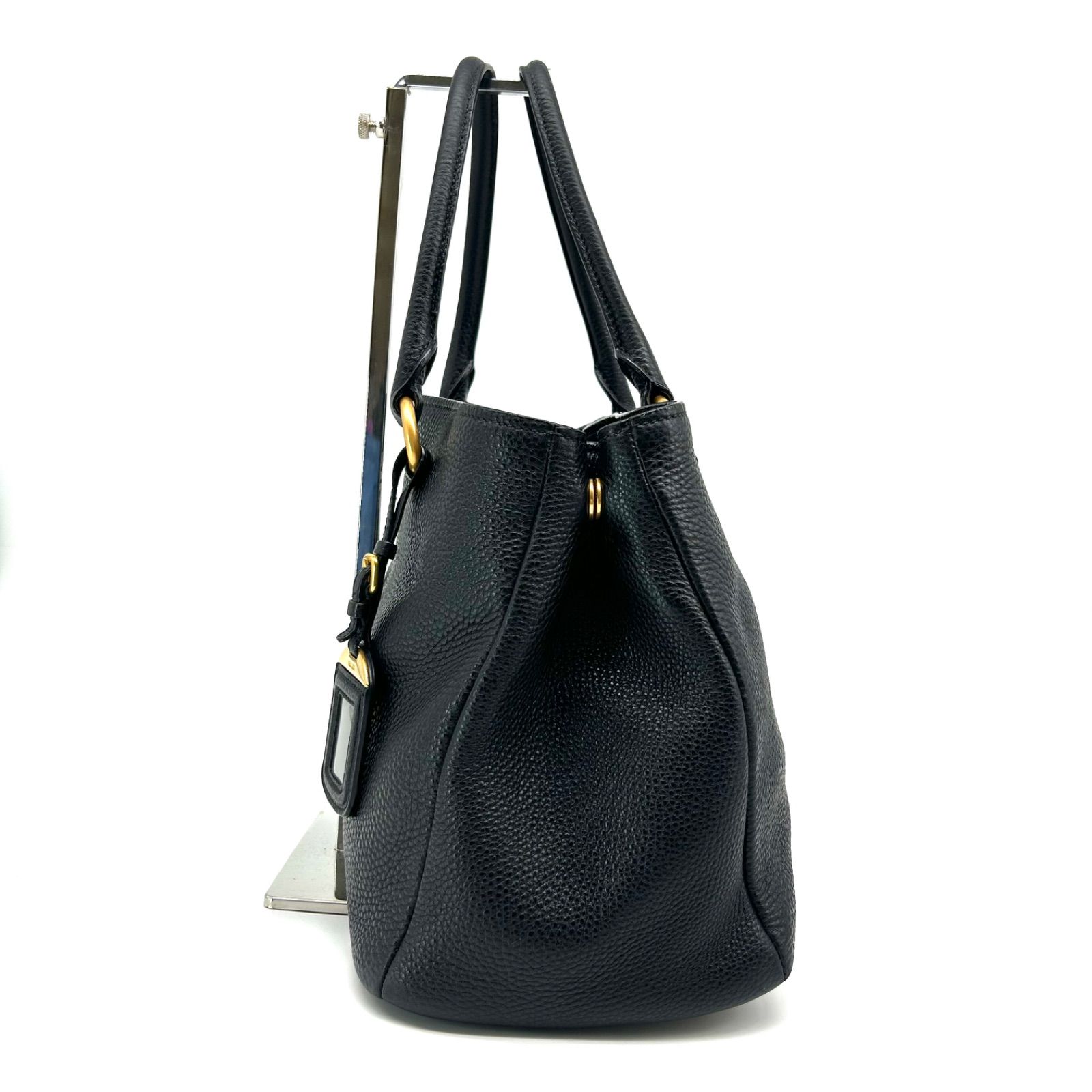PRADA プラダ 本革 レザー ハンドバッグ トートバッグ ブラック 黒 