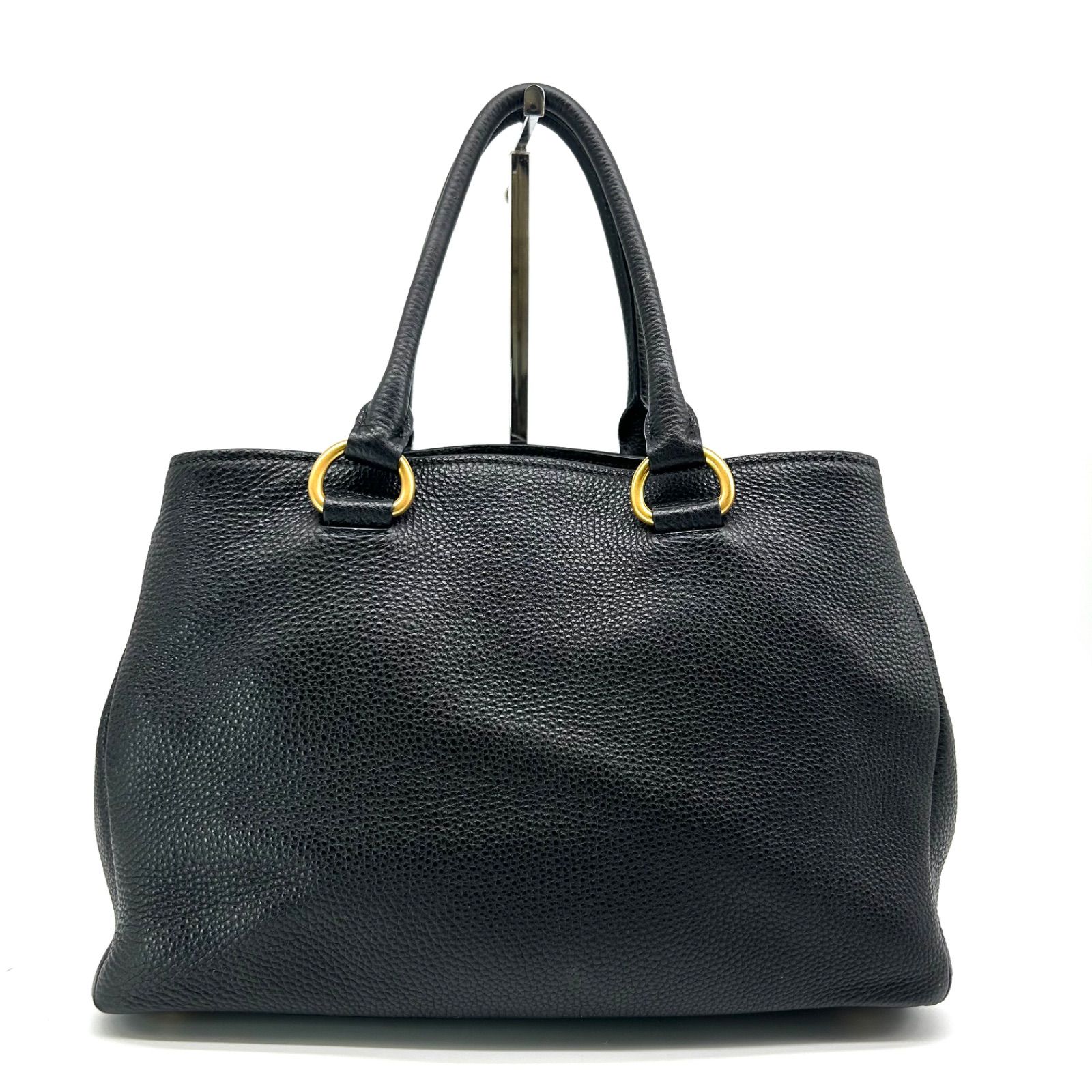 PRADA プラダ 本革 レザー ハンドバッグ トートバッグ ブラック 黒