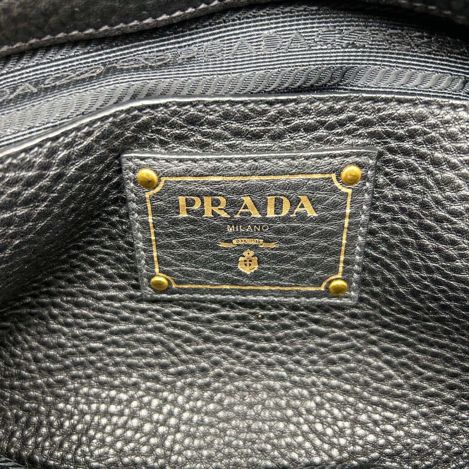 PRADA プラダ 本革 レザー ハンドバッグ トートバッグ ブラック 黒 