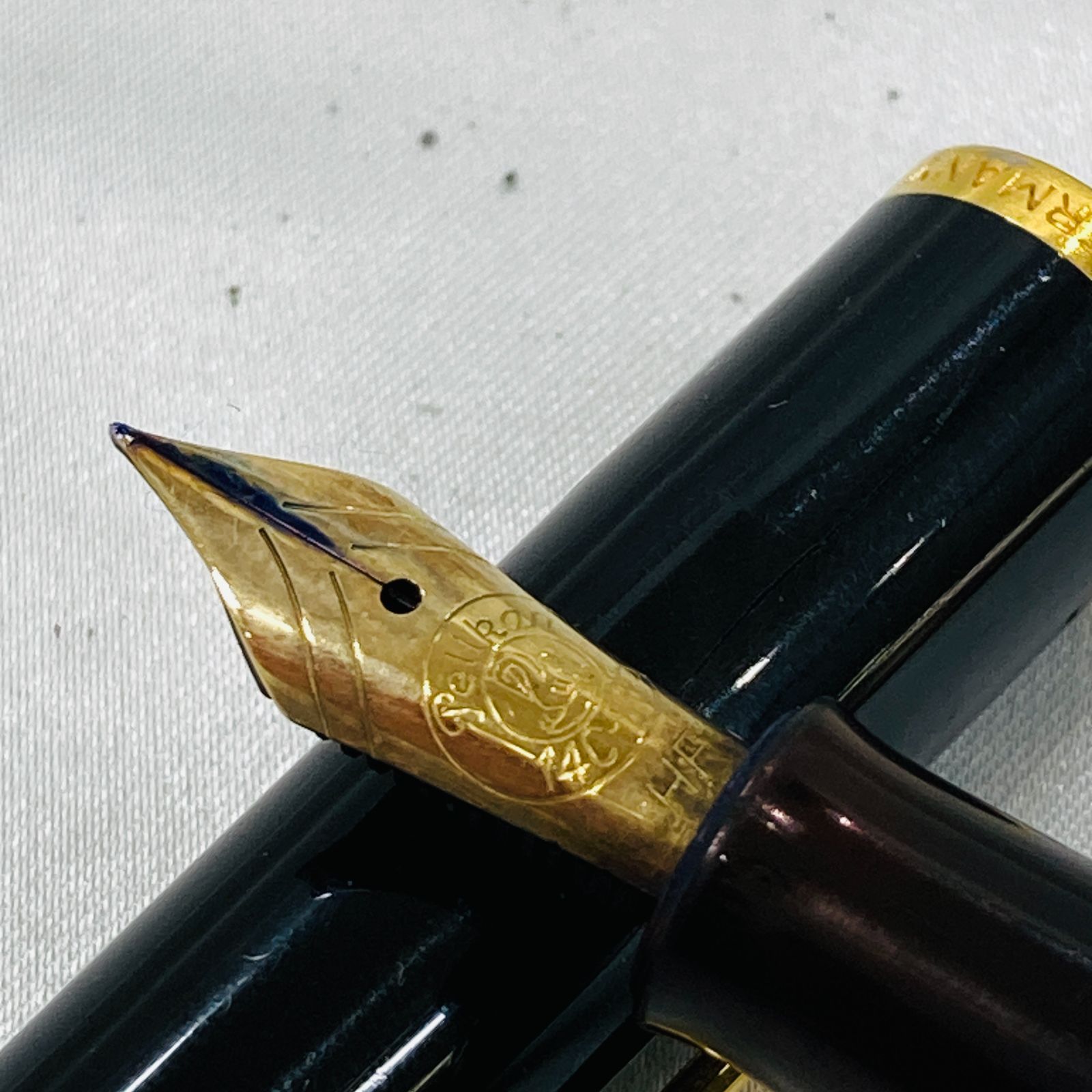 ペリカン 万年筆 12C-500 インク付き セット ブラック ゴールド 訳あり