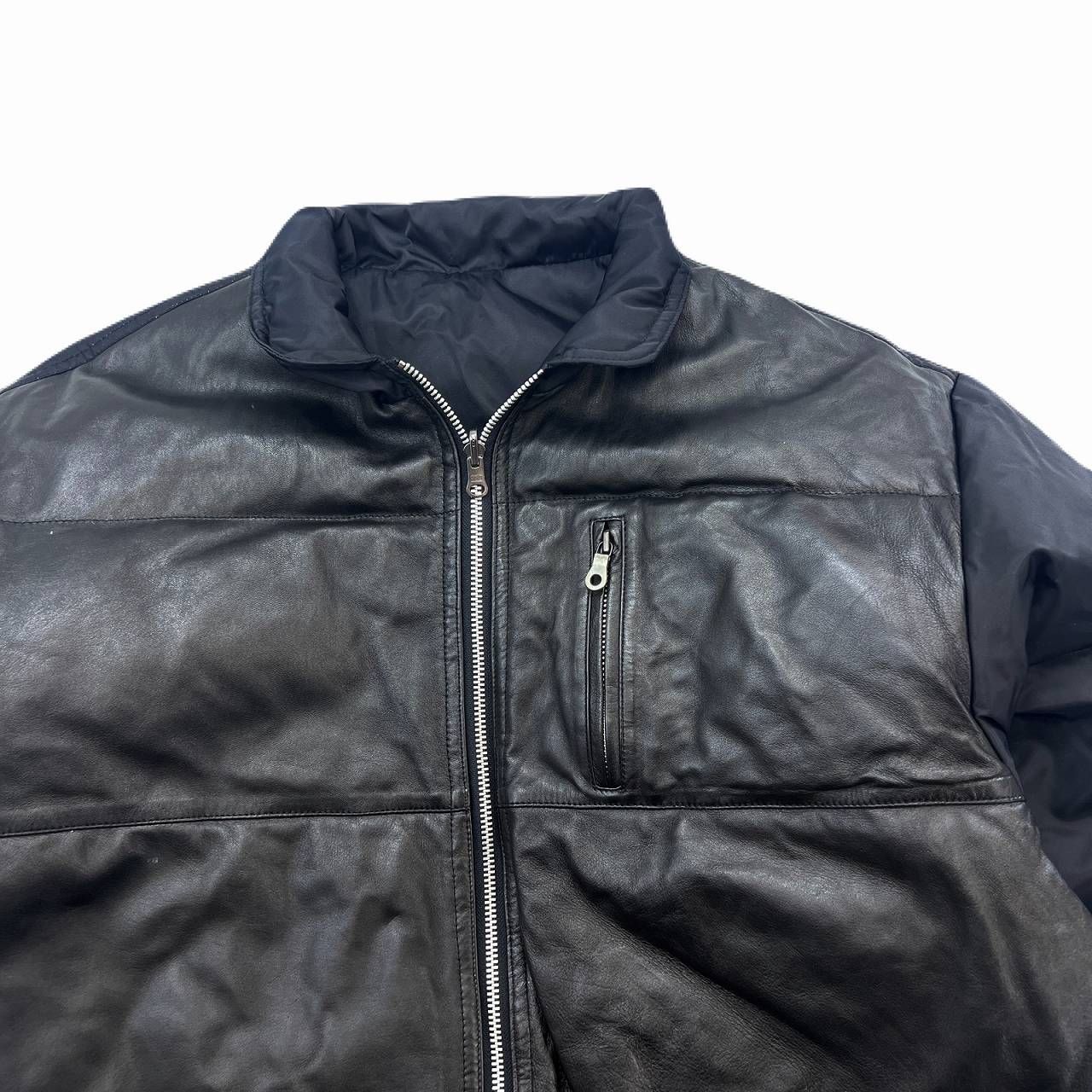 barassi ダウンジャケット レザー × ナイロン 切替え メンズ 46サイズ 