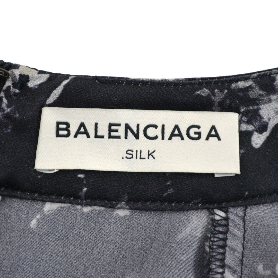 BALENCIAGAバレンシアガ 総柄シルク100%プランジネックミニドレス