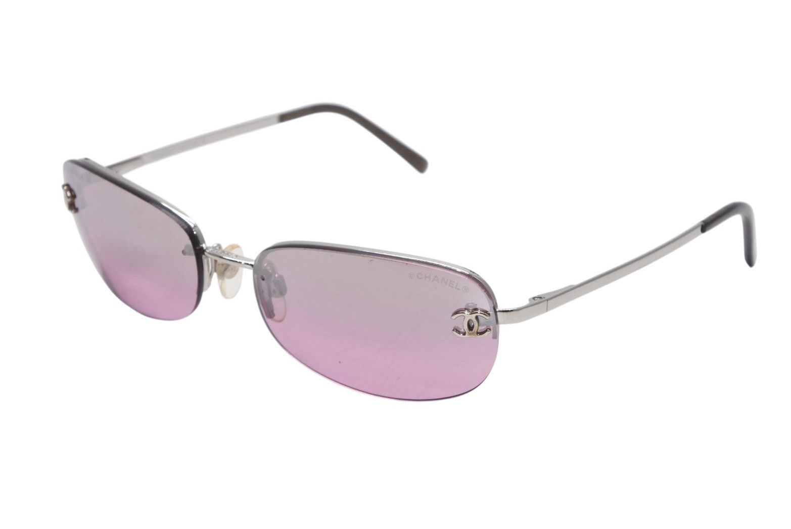 極美品 CHANEL シャネル ハーフリム サングラス アイウェア 4099 c.124