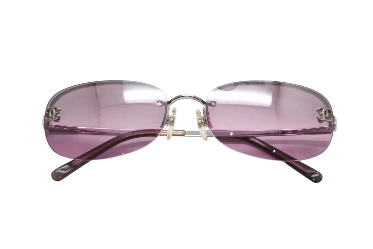 極美品 CHANEL シャネル ハーフリム サングラス アイウェア 4099 c.124