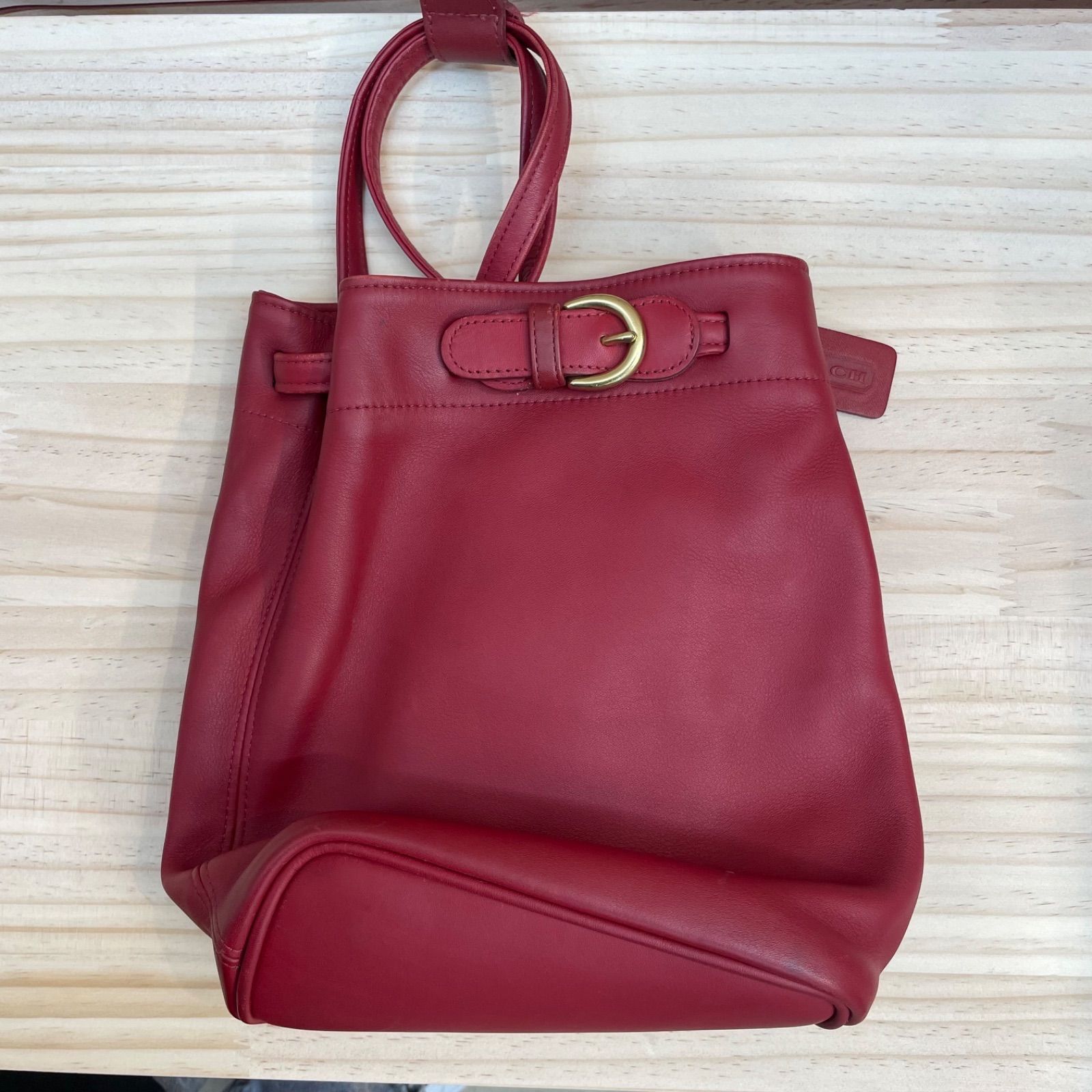 COACH 올드 코치 투웨이 드로우스트링 숄더백 백팩 레더 레드