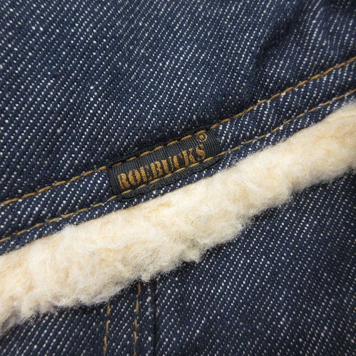 XL/古着 シアーズ 長袖 デニム ボア ジャケット メンズ 80年代 80s 紺