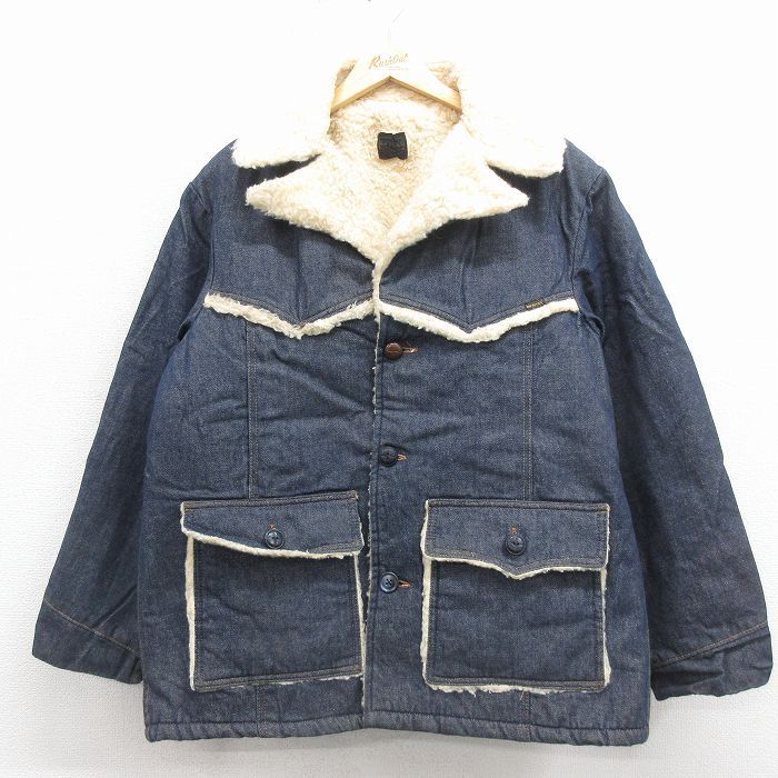 XL/古着 シアーズ 長袖 デニム ボア ジャケット メンズ 80年代 80s 紺【spe】 26jan17 XL/古着 シアーズ 長袖 デニム ボア ジャケット メンズ 80年代 80s 紺