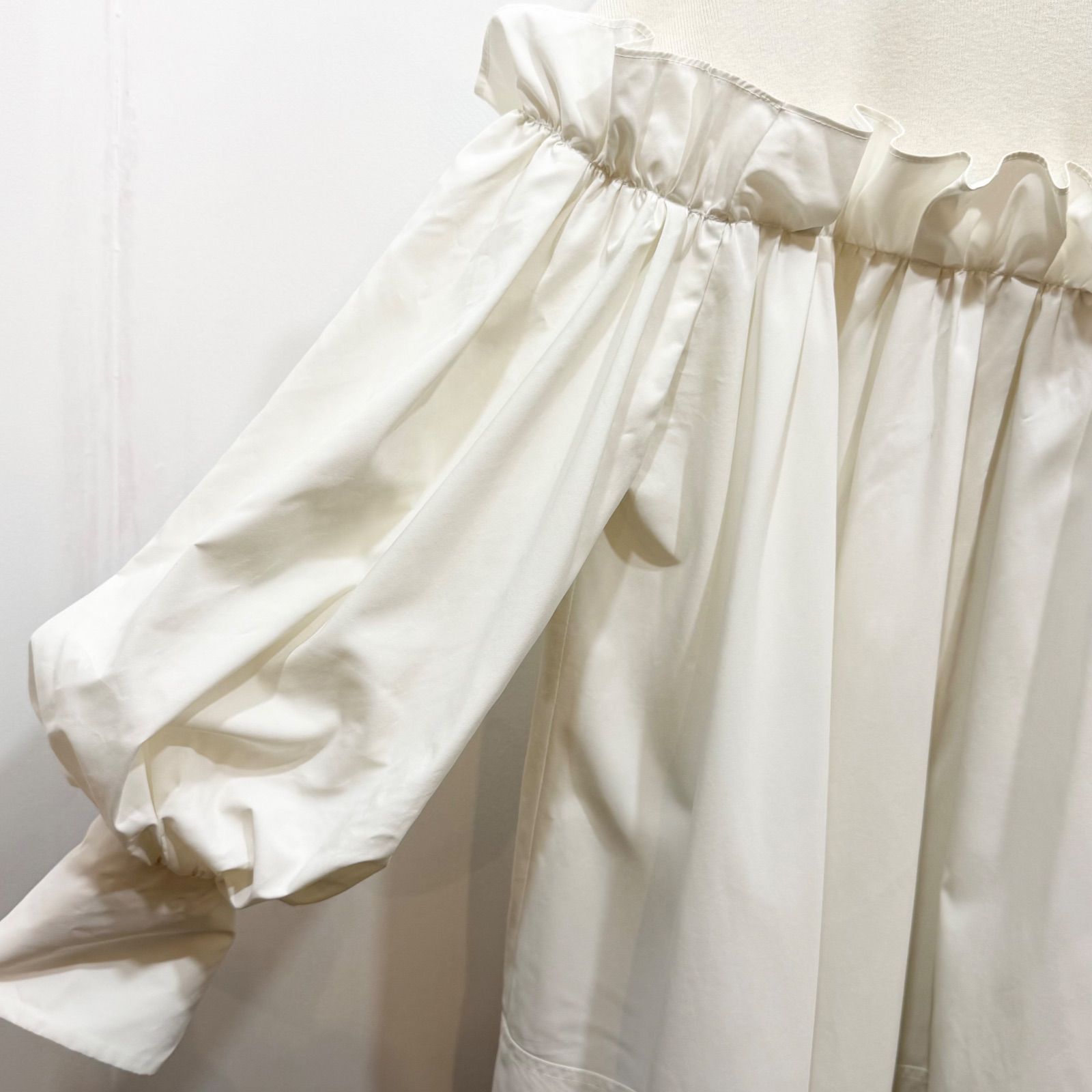 CELFORD セルフォード バックリボンニットコンビプルオーバー ホワイト