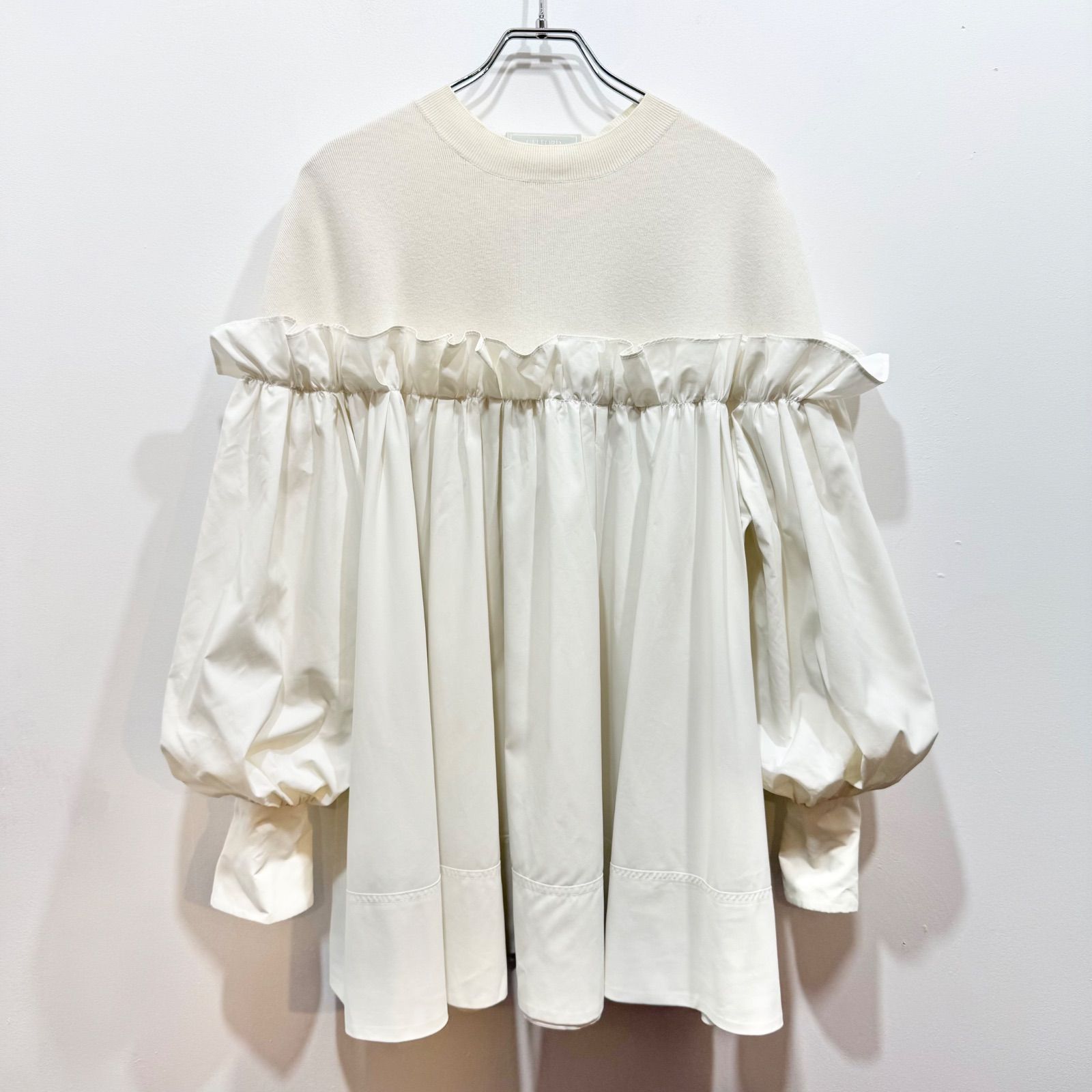 CELFORD セルフォード バックリボンニットコンビプルオーバー ホワイト