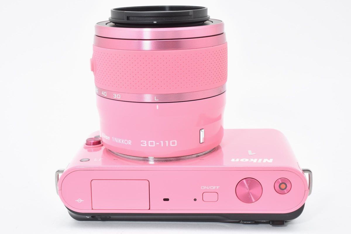 ショット数8843回 Nikon 1 J1 + 30-110mm F3.8-5.6 VR ピンク 充電器