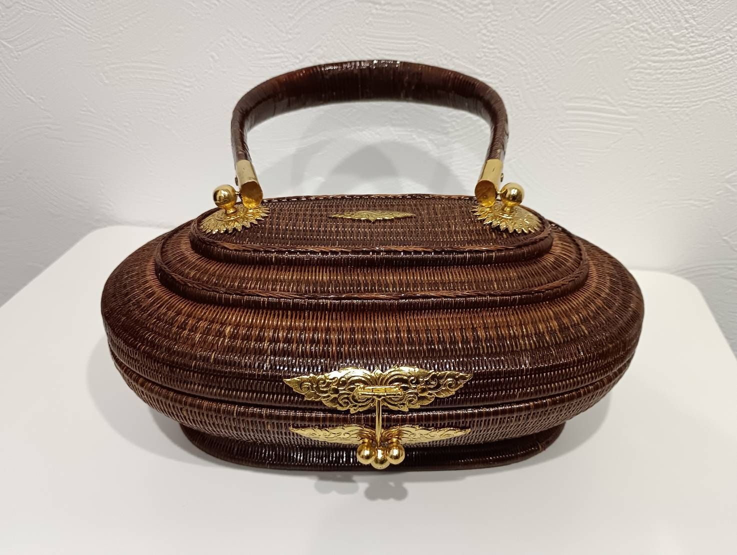プラニー工房 職人手編み 竹籠バッグ 皇室御用達 和装小物 ブラウン