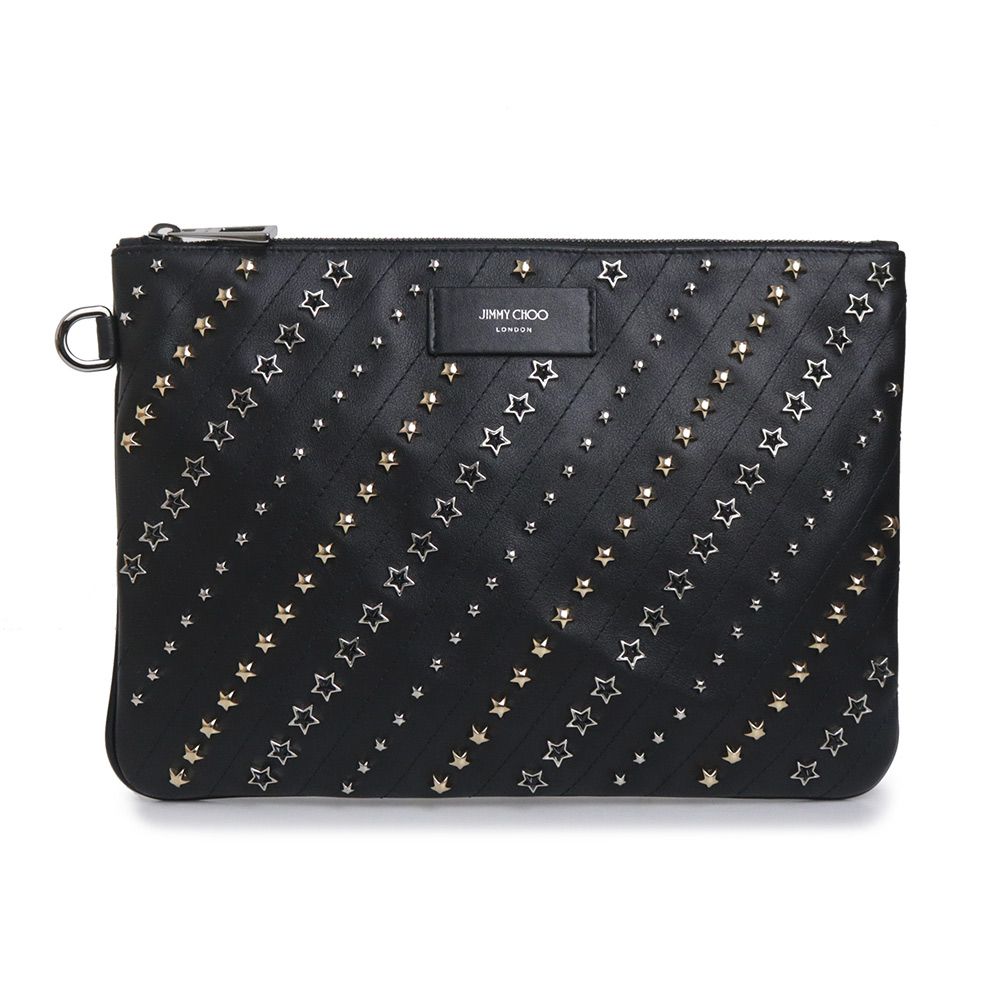 ジミーチュウ スター スタッズ レザー ブラック セカンド クラッチ