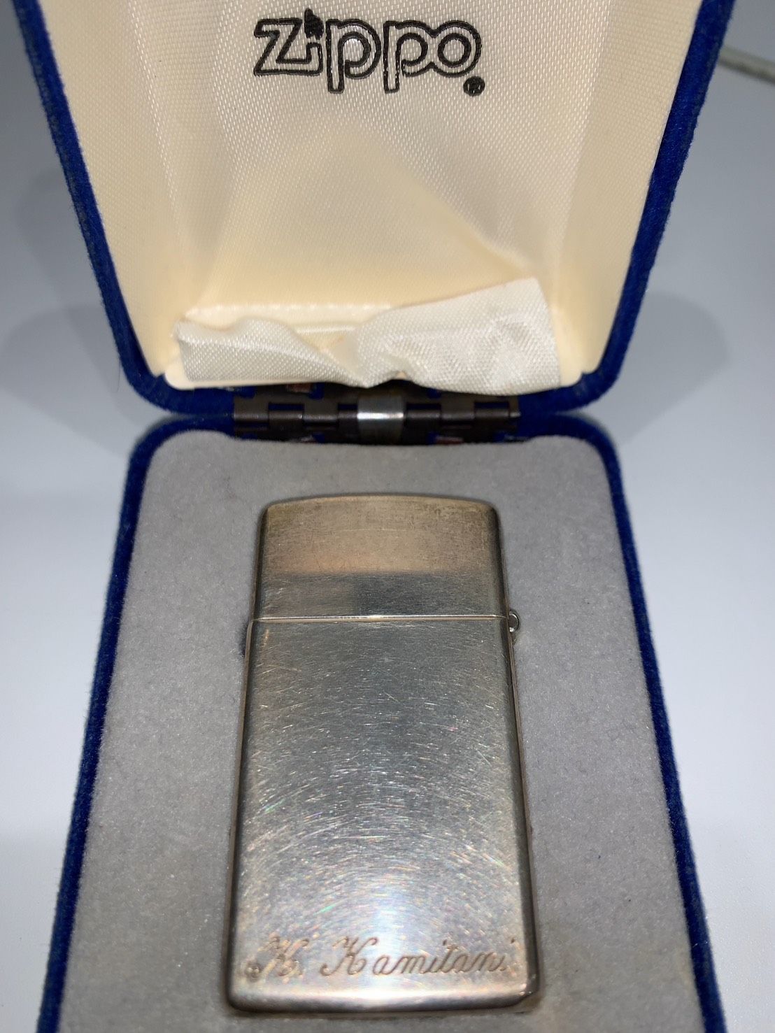 火花確認済】純銀 ZIPPO 2001年製 スターリングシルバー ネーム入り 