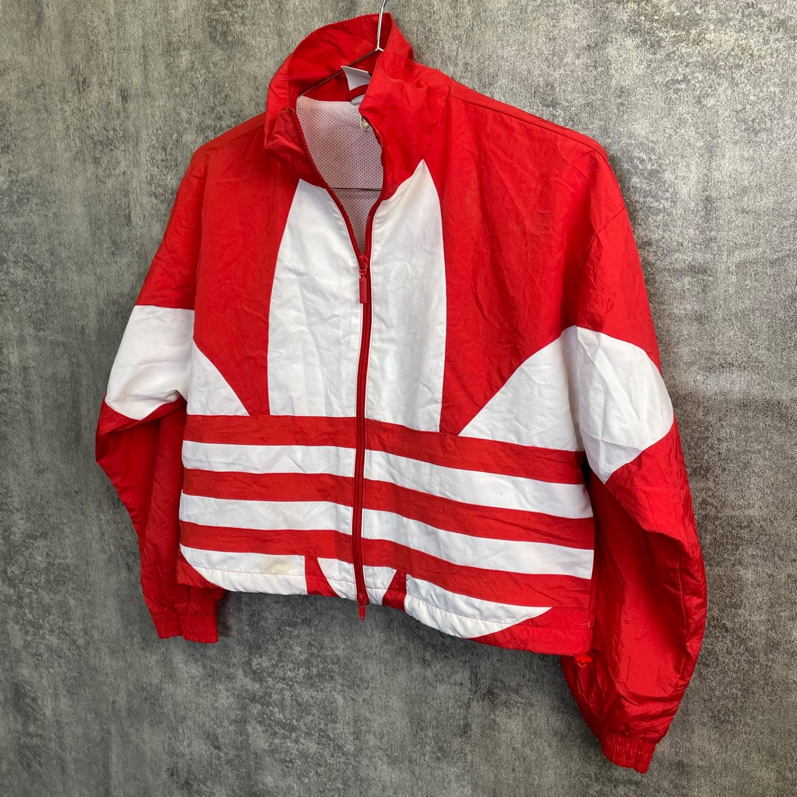 Y-271】adidas originals ナイロンジャケット 赤 白 トレフォイル