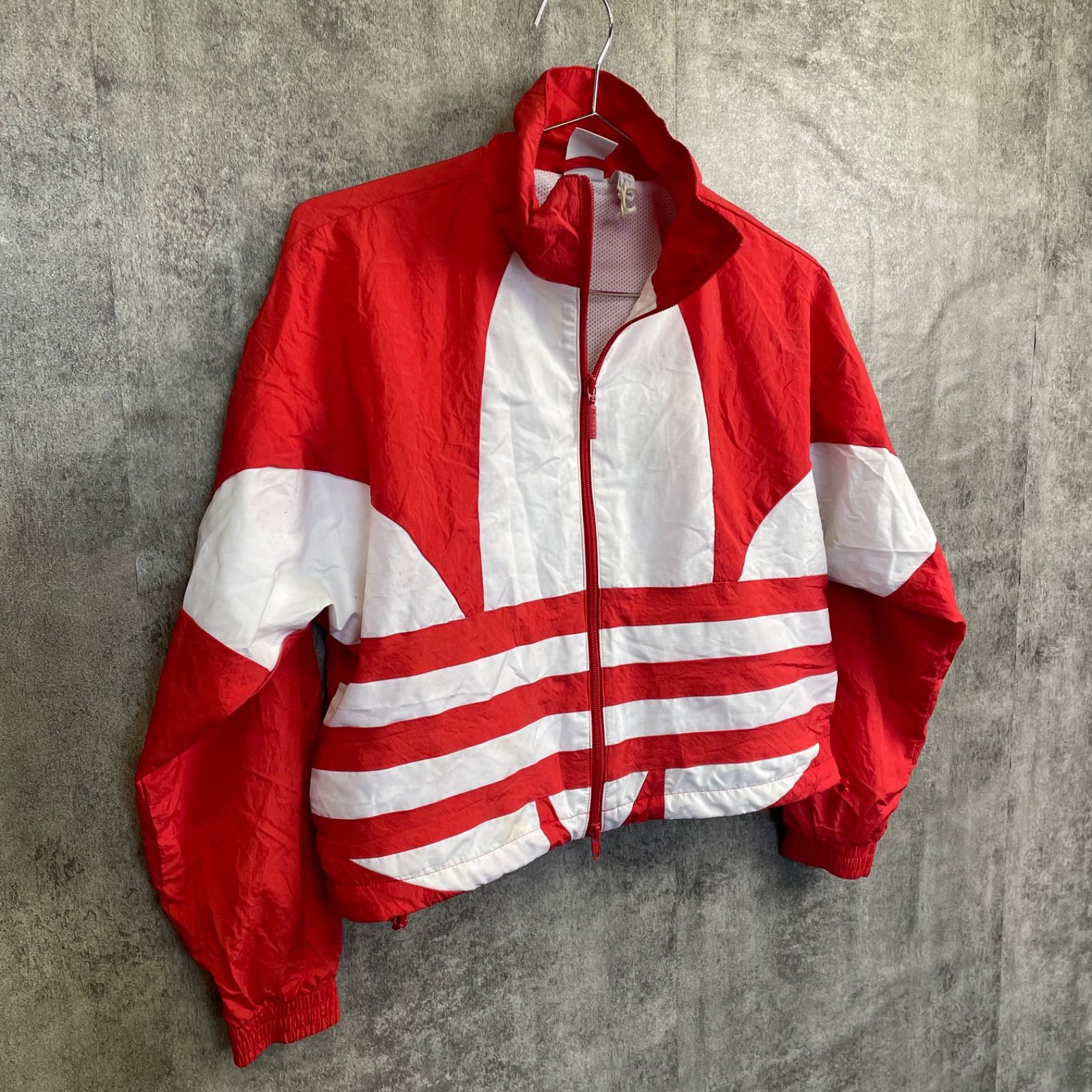Y-271】adidas originals ナイロンジャケット 赤 白 トレフォイル 