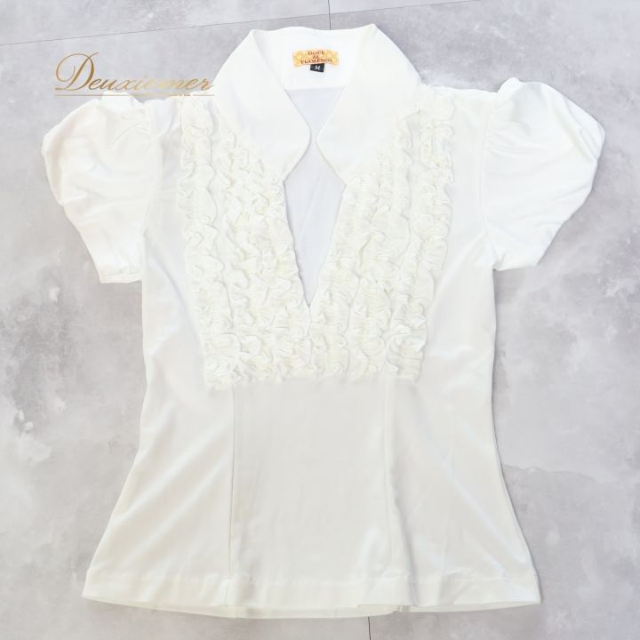 DOCE del FLAMENCO フラメンコブラウス フラメンコ 衣装 トップス ブラウス ホワイト系 ドセデルフラメンコ