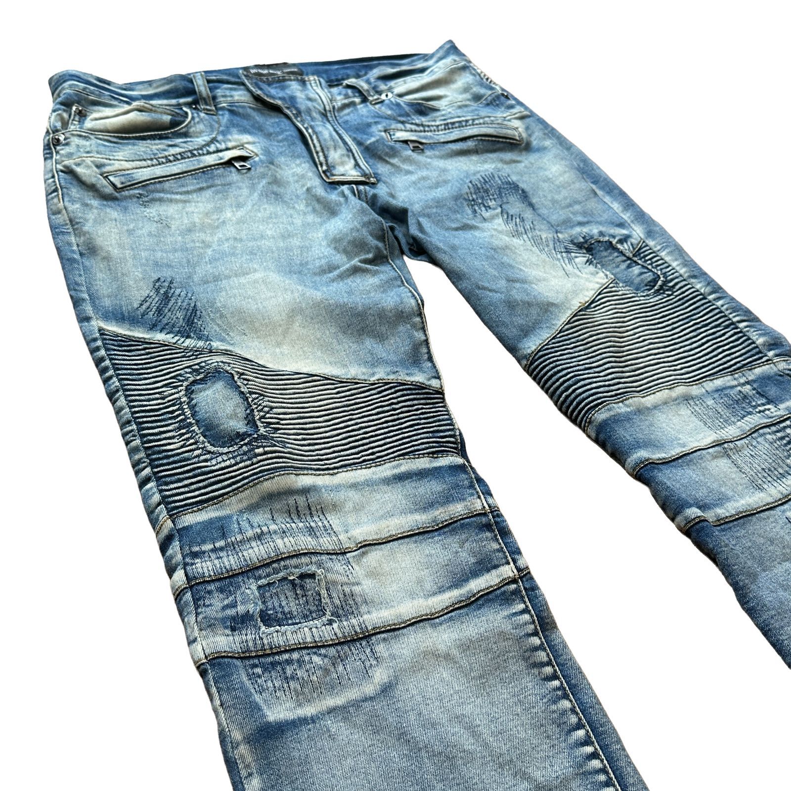 in the attic homme 00s Y2K バイカーデニムパンツ ブルー サイズ82