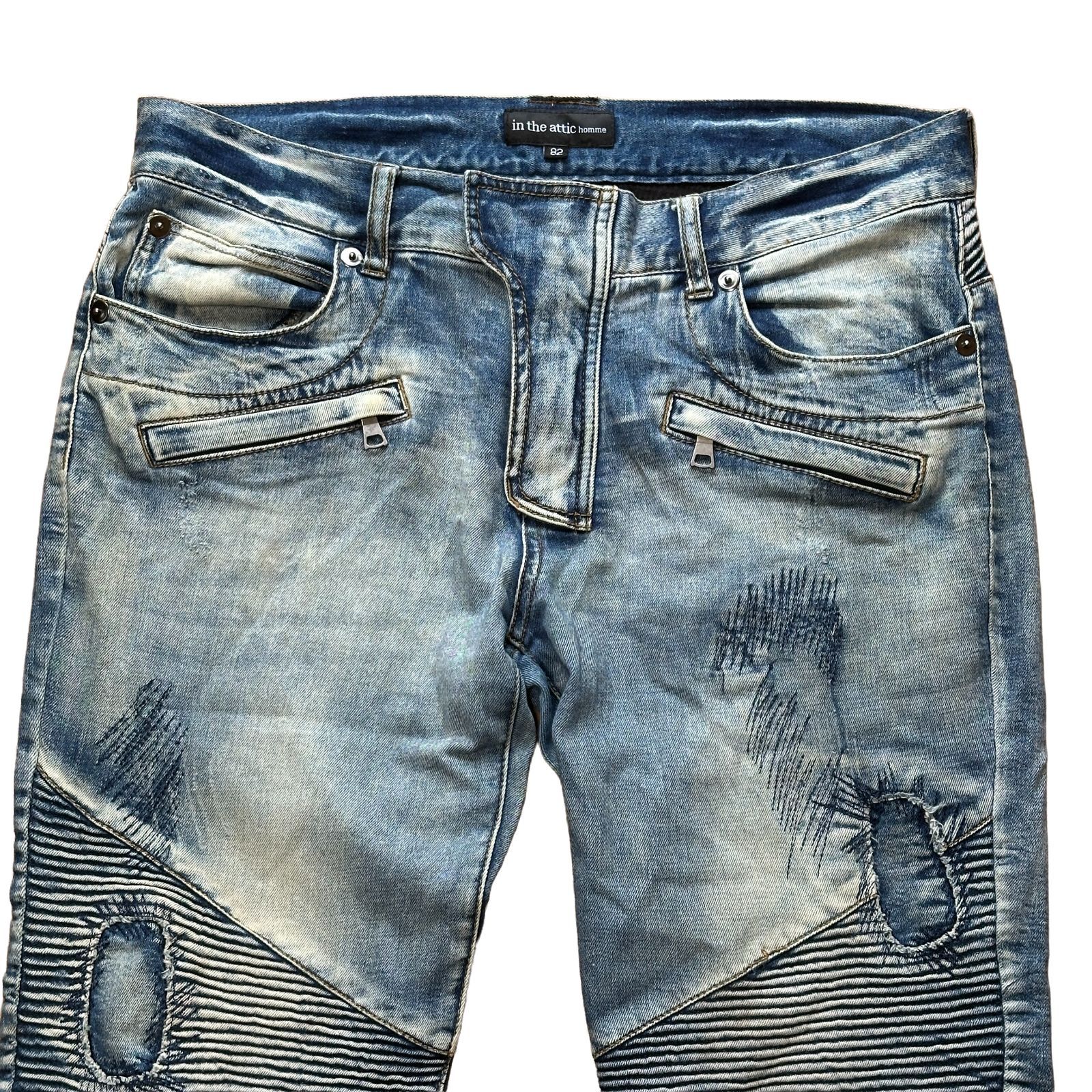 in the attic homme 00s Y2K バイカーデニムパンツ ブルー サイズ82