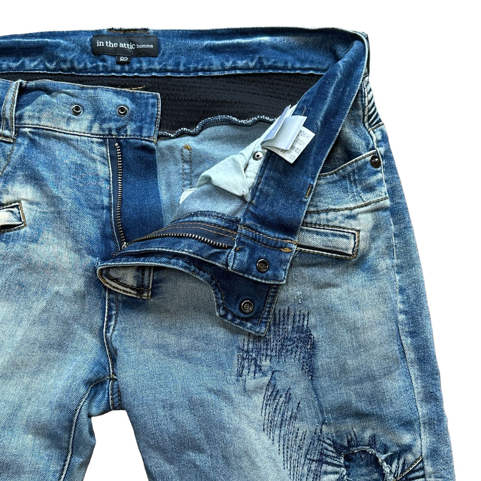 パンツ in the attic 00s archive flare denim y2k in the attic homme 00s Y2K バイカーデニムパンツ ブルー サイズ82
