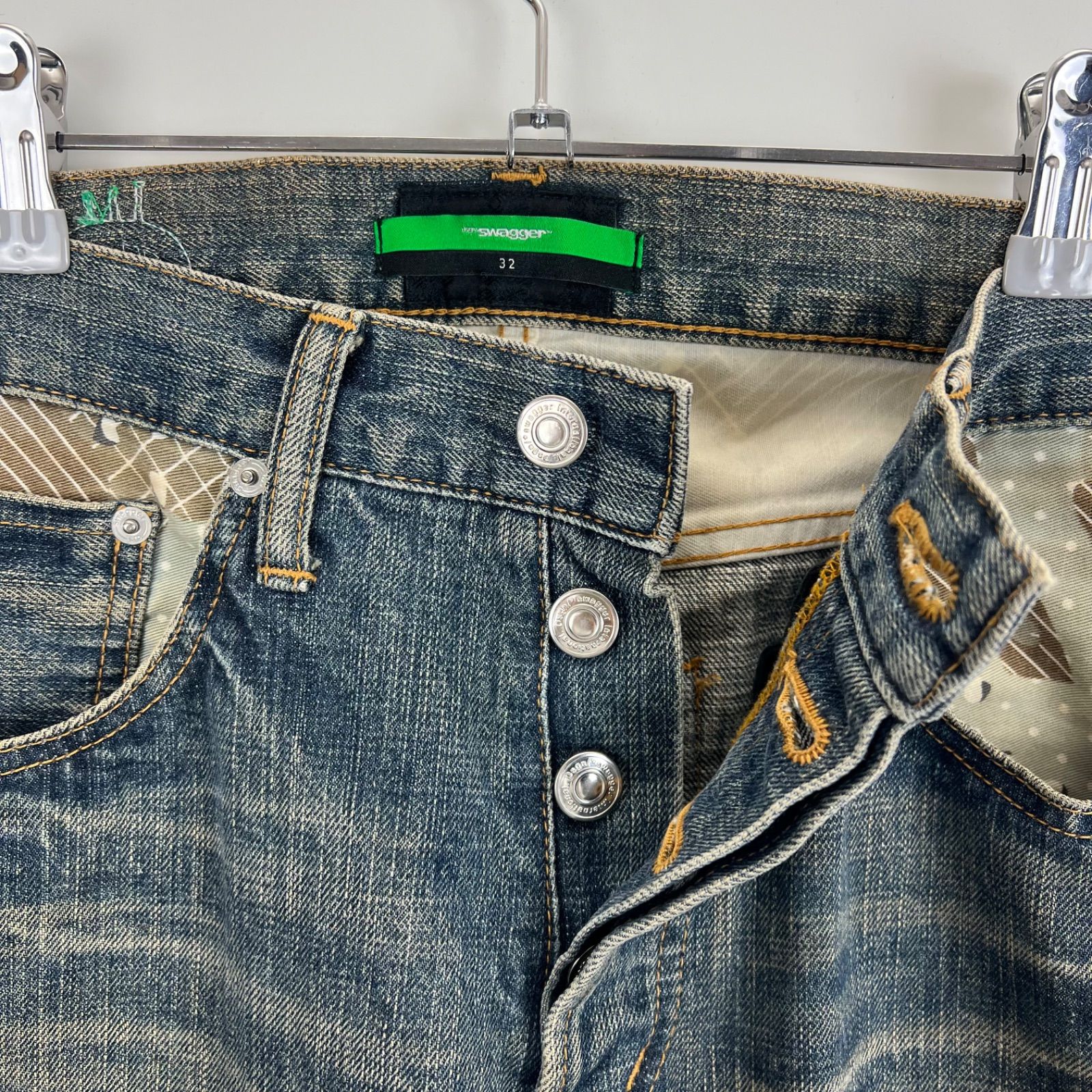 SWAGGER y2k archive chocolate chip damaged denim pants w32 SWGPTS