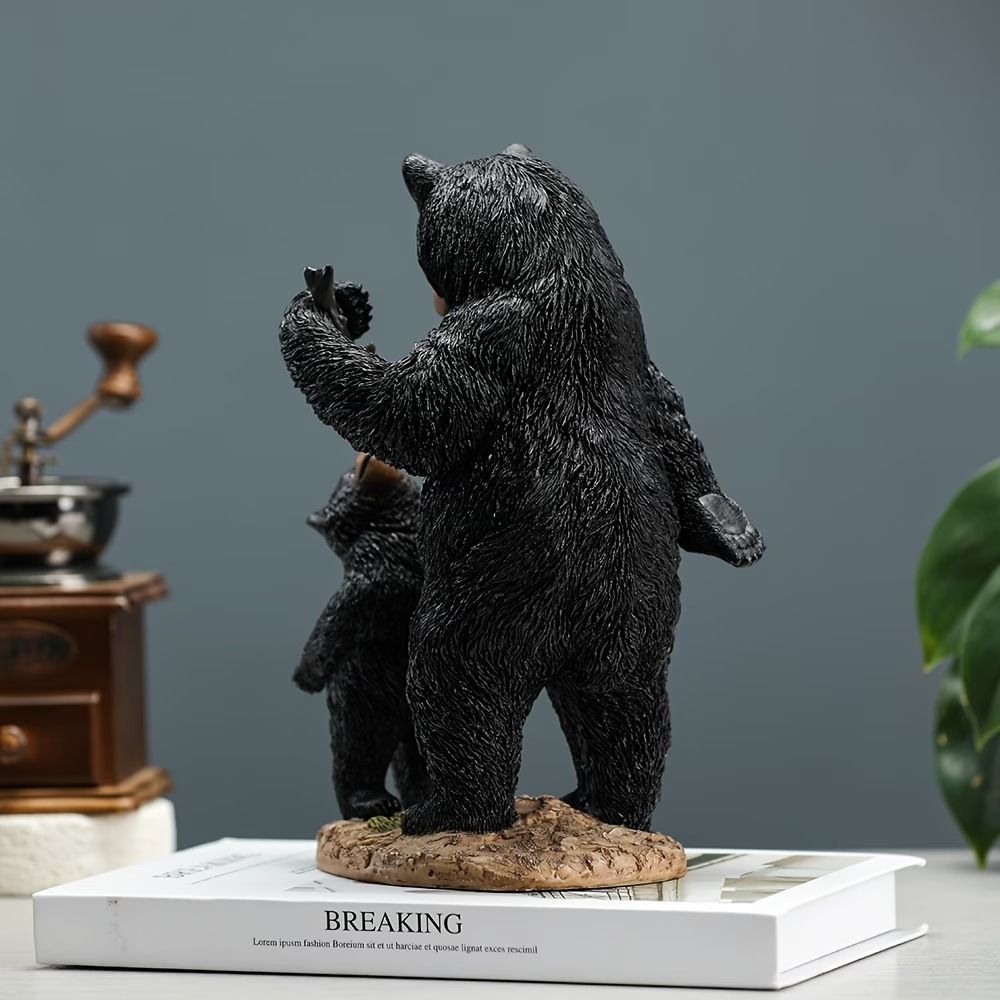 フィギュア クマの親子 26cm くま リアル 熊 台座付き ミニチュア 置物