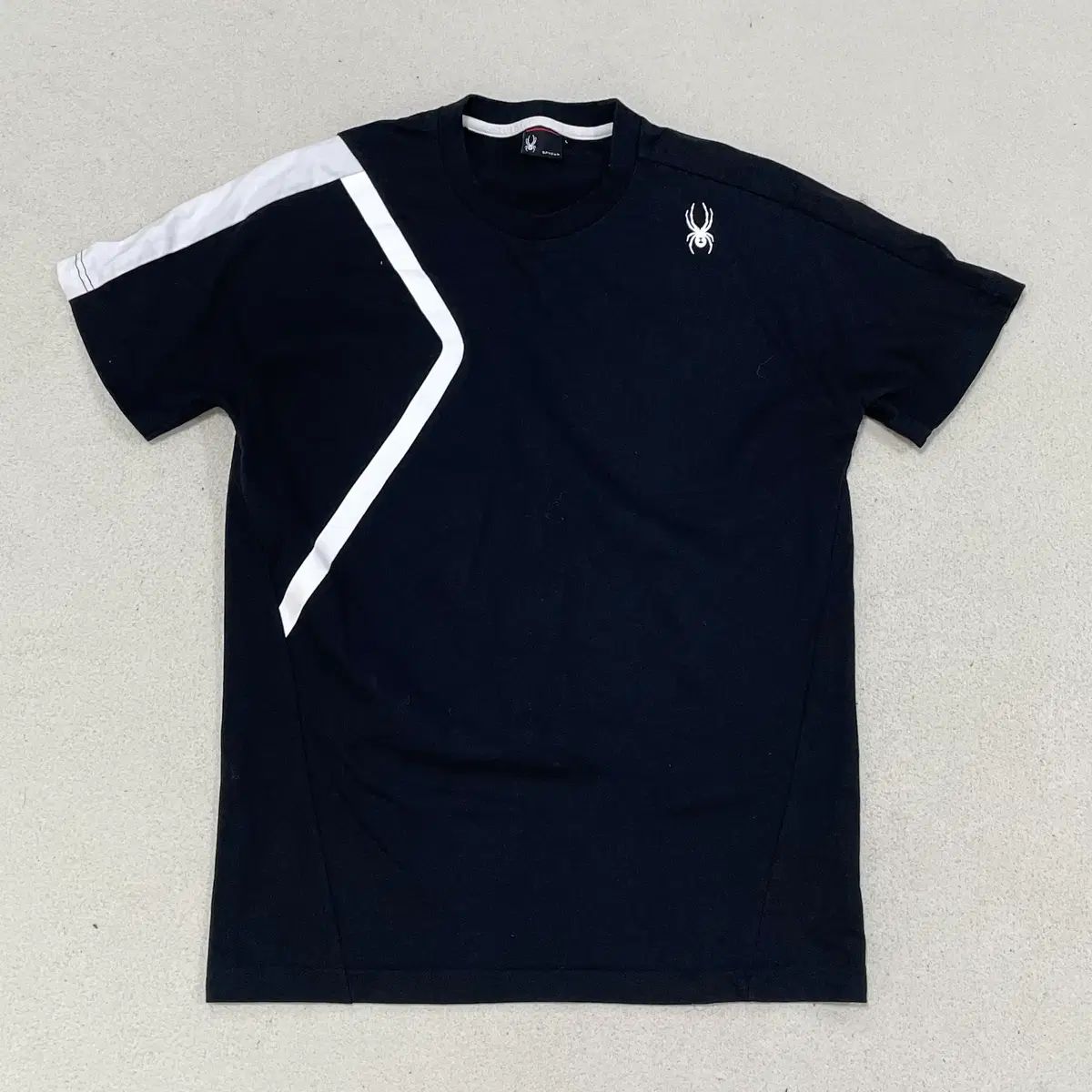 L スパイダー ブラック コットン 半袖Tシャツ 0304-2