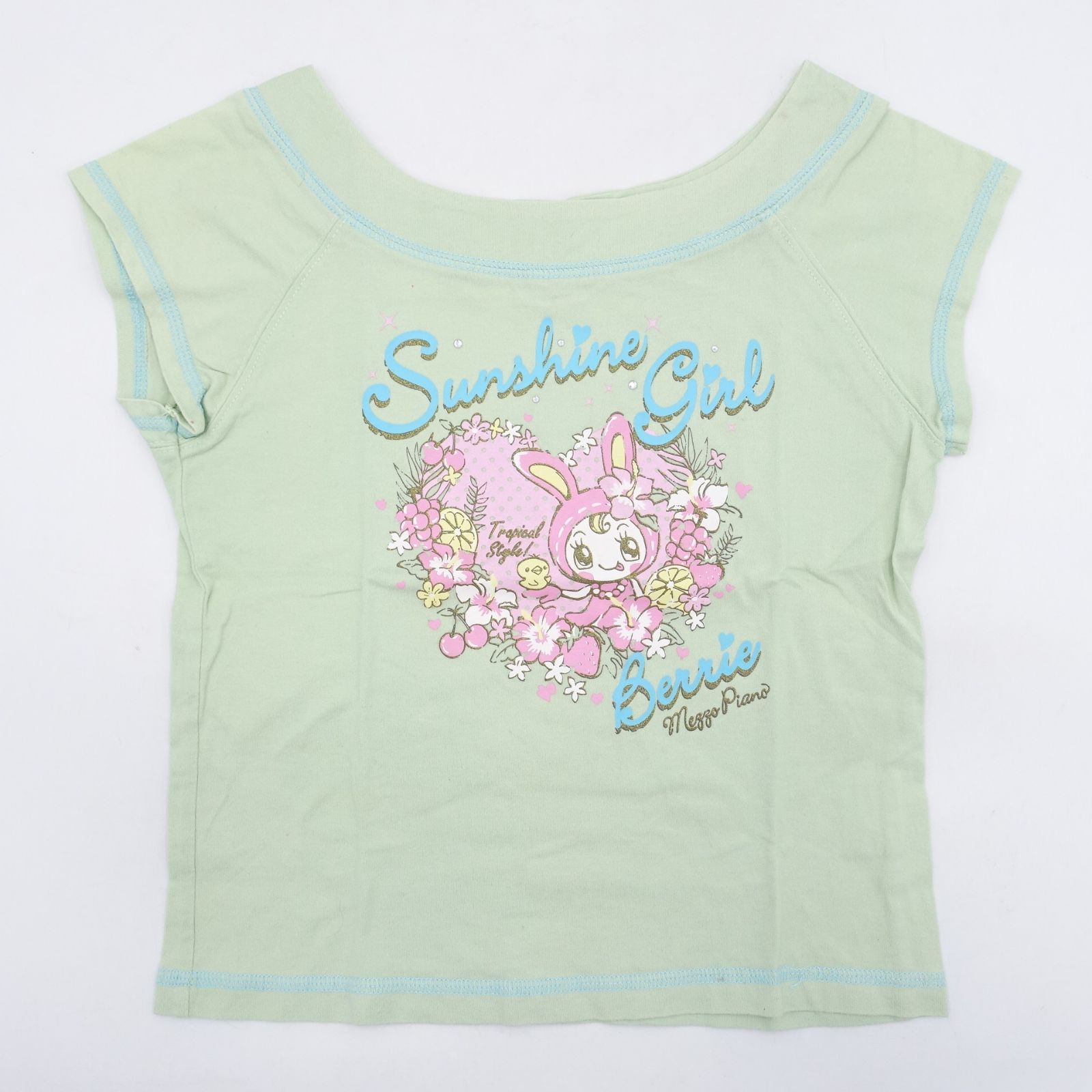 mezzo piano ベリエちゃん Tシャツ 140 半袖 ミントグリーン ピンク
