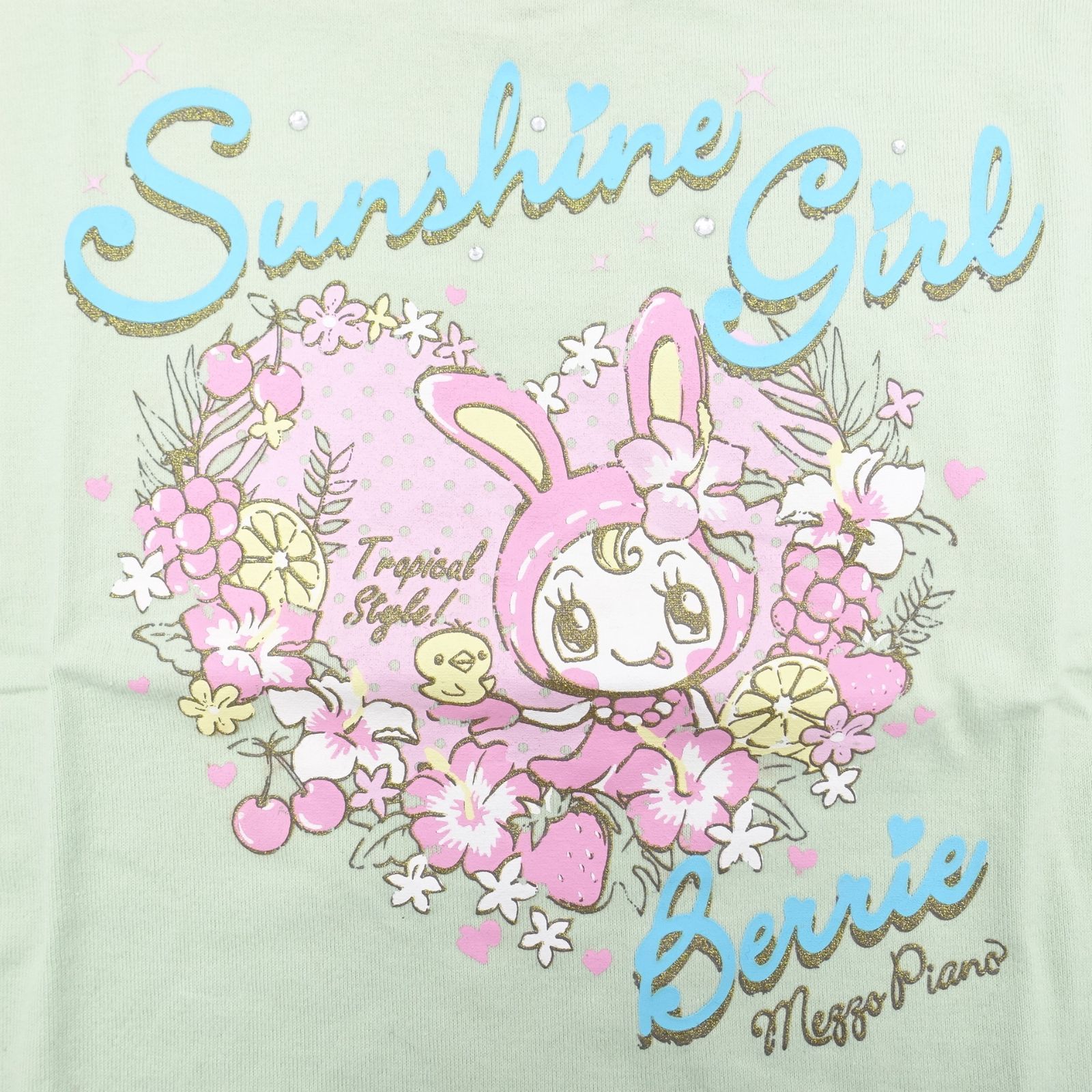 mezzo piano ベリエちゃん Tシャツ 140 半袖 ミントグリーン ピンク