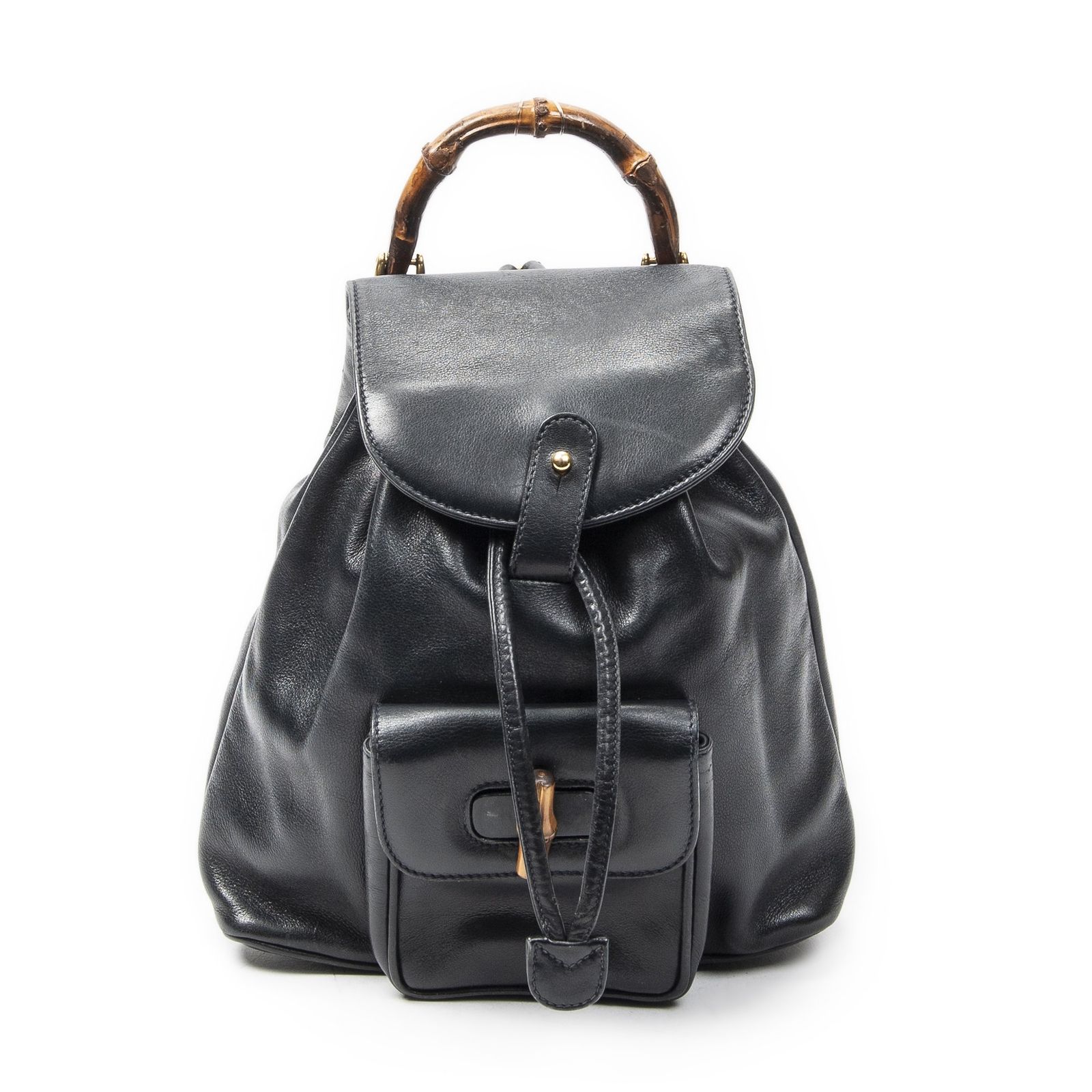 中古] GUCCI グッチミニバンブーリュックサックネイビーカーフスキン 
