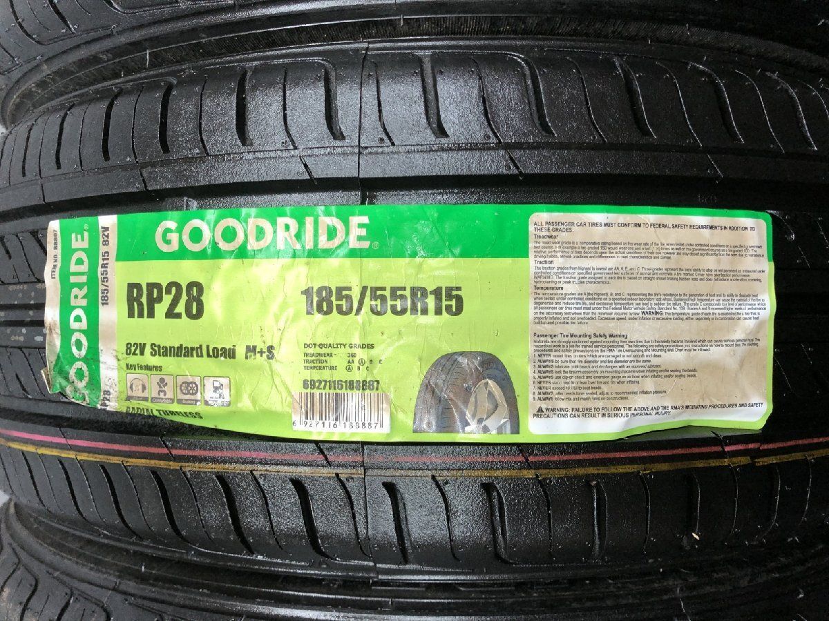 【新品】GOODRIDE RP28 185/55R15 82V 15インチ 夏タイヤ 4本 20年製 ベリーサ コルト bB マーチ デミオ フィットアリア等　(STW020) 新品】GOODRIDE RP28 185/55R15 82V 15インチ 夏タイヤ 4本 20年製