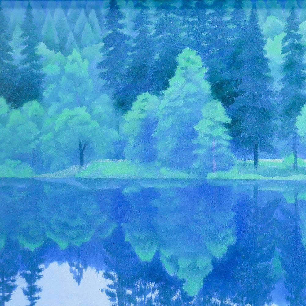 WISH】東山魁夷「山湖澄む」工芸画(岩絵の具方式) 10号 証明シール 〇