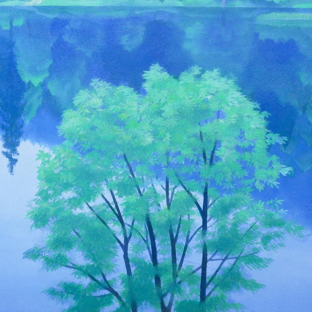 WISH】東山魁夷「山湖澄む」工芸画(岩絵の具方式) 10号 証明シール 〇