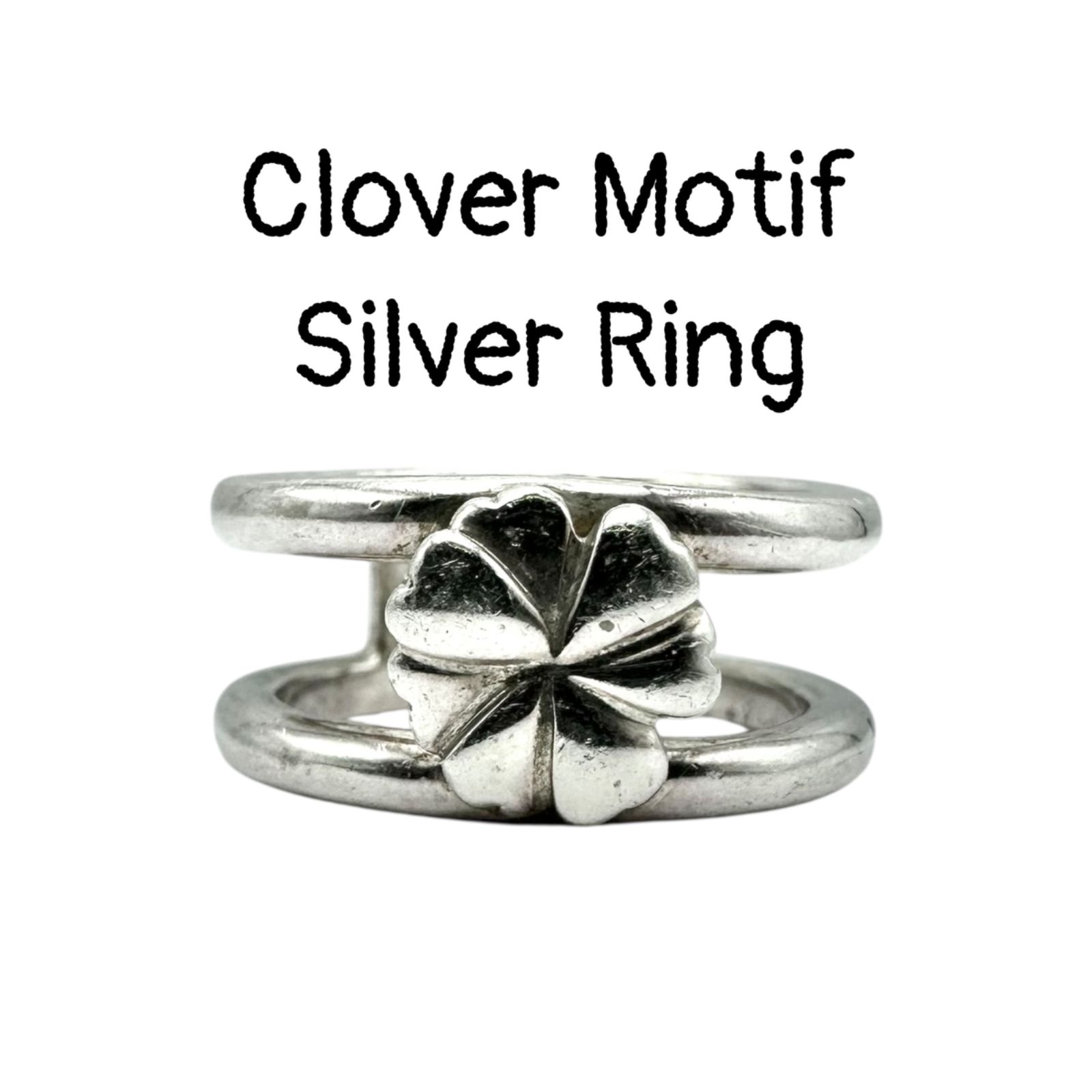幸運の象徴】クローバー SILVER 刻印 90s Vintage Design Ring