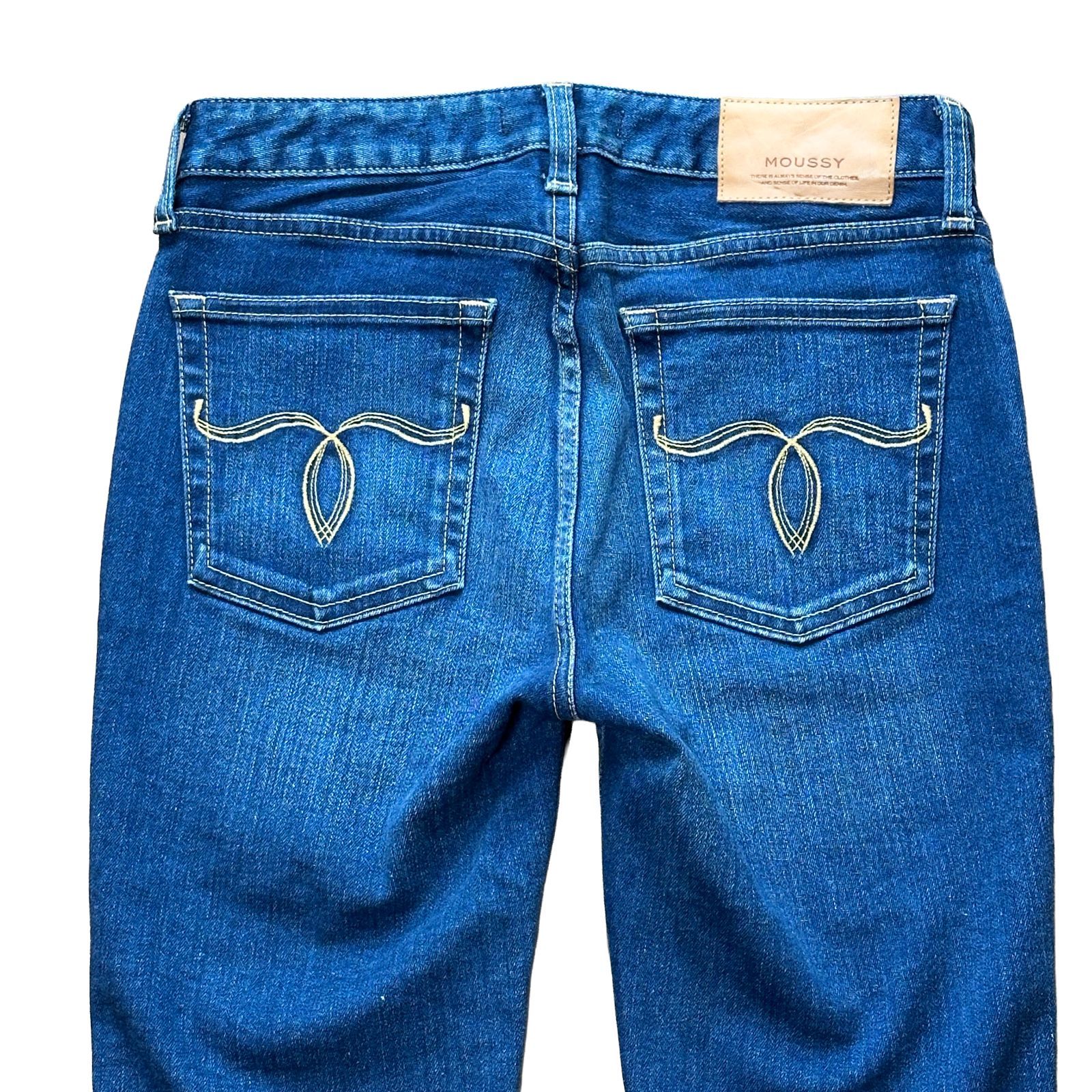 MOUSSY WF Rebirth embroidery SKINNY ブルー スキニーデニム サイズ26 