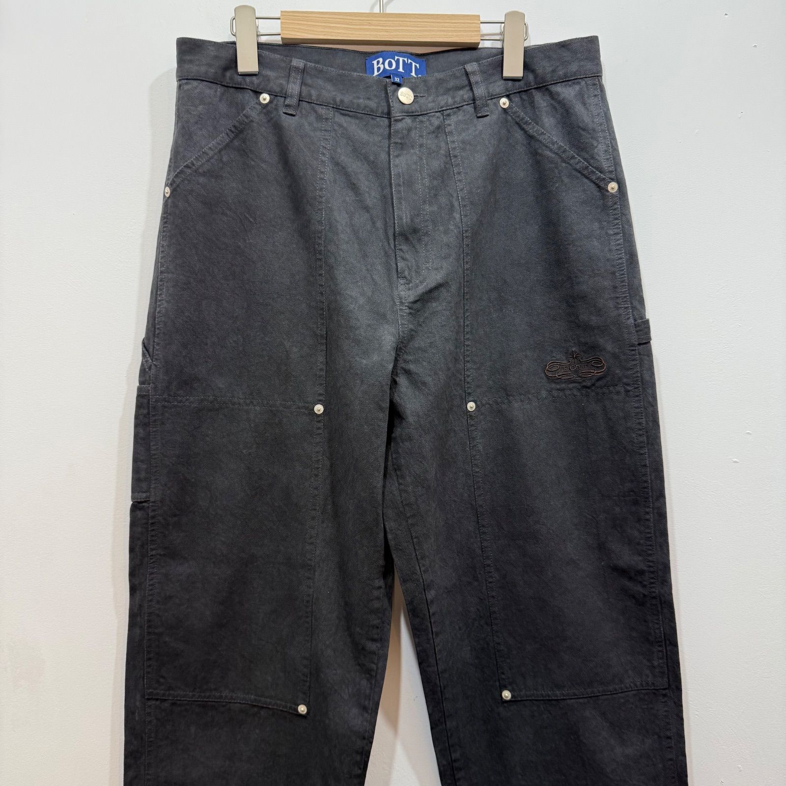 BoTT Pigment Dyed Work Pant ダブルニーパンツ ブラック 32【送料込み 